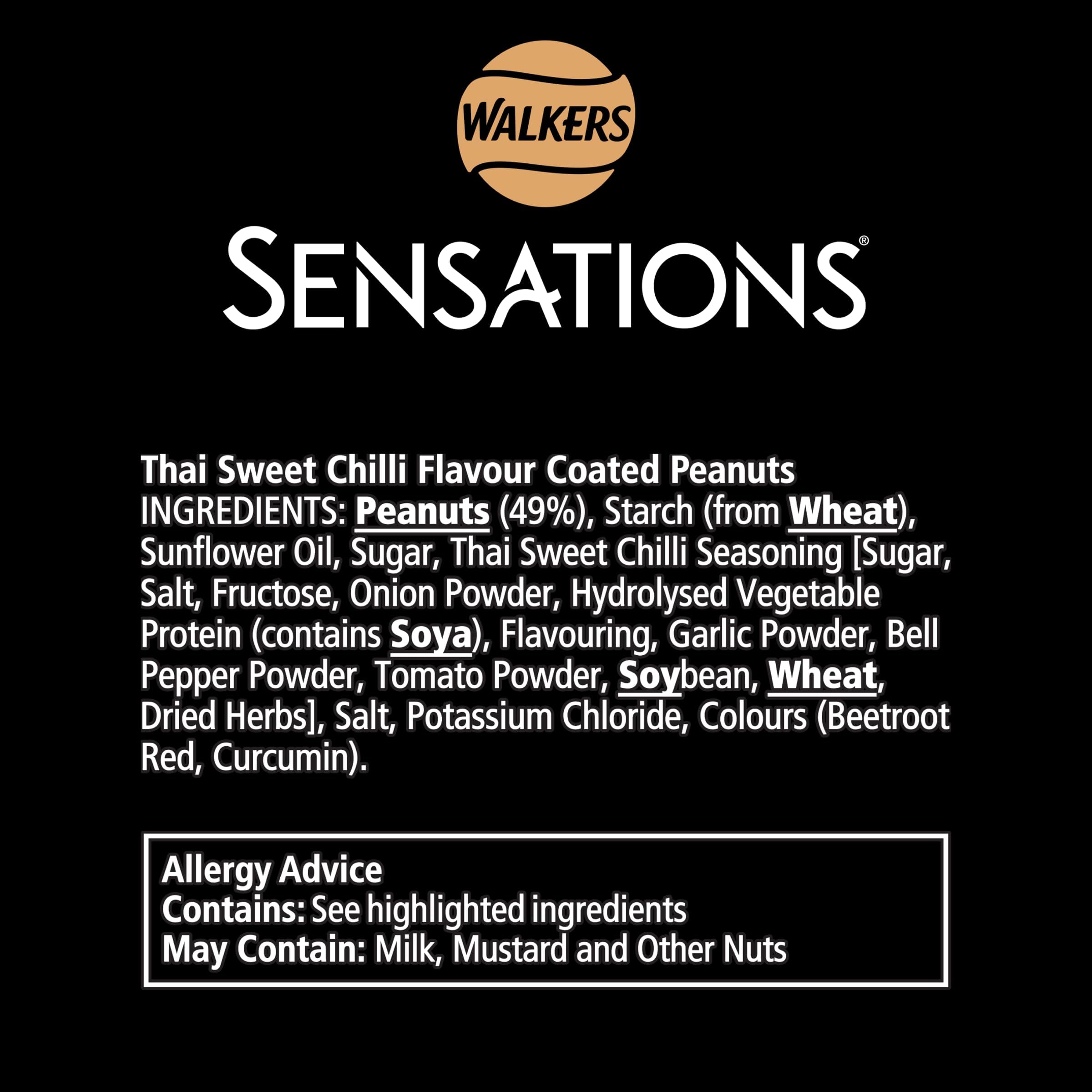 Walkers Sensations Thai Sweet Chilli Coated Peanuts (165g) by Groceries