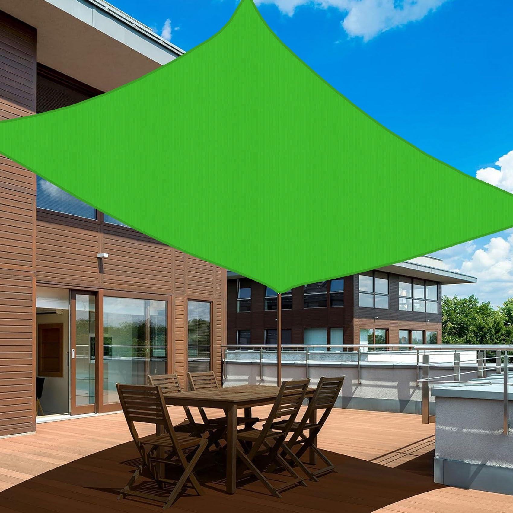 Toile D'Ombrage, 1.5 x 1.5 m Imperméable UV Protection,Rectangulaire, PES Toile D Ombrage Imperméable, avec Oeillets, pour Jardin Terrasse, Vert Tendre