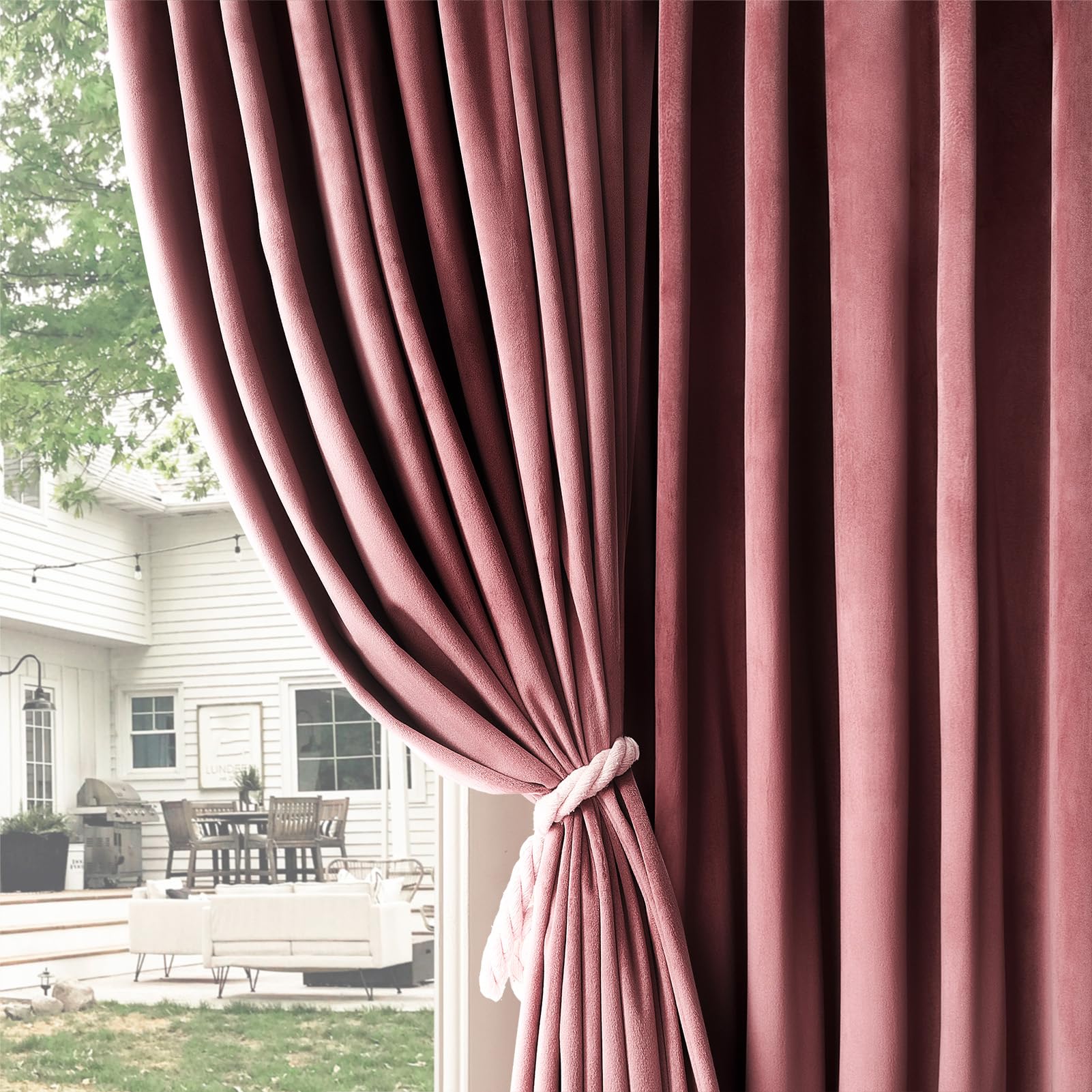 Amazon.com: Topfinel 90 Inch Dusty Rose Velvet Curtains,Moderate