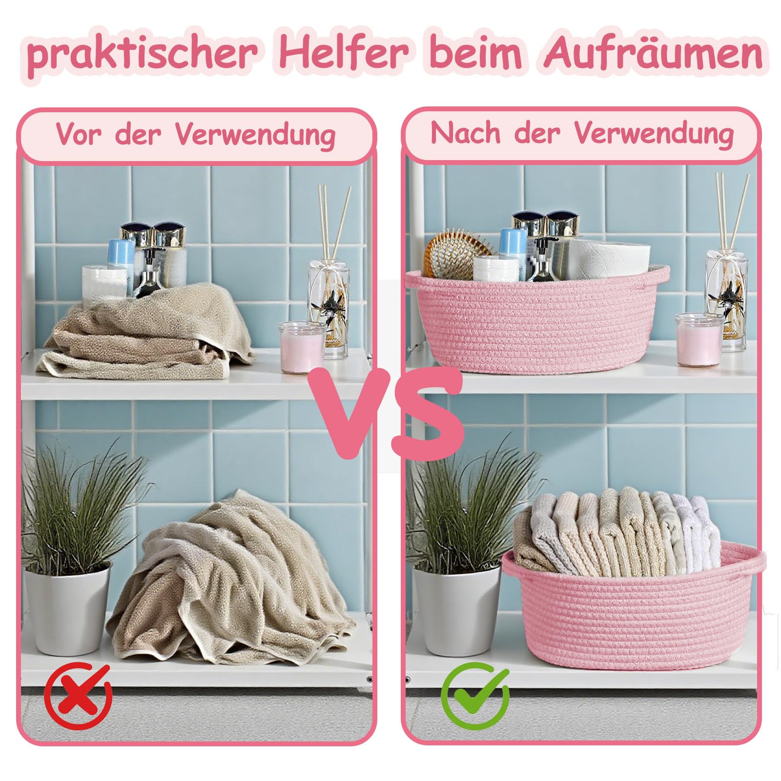 Panier Cadeau, Lot de 1 Paniers Cadeaux, 30 x 20 x 12 cm Panier Cadeau Vide, Vide à Garnir, Tressé Avec Sacs Cadeaux et Rubans, pour Diverses Fêtes, Vacances, Mariage, Cadeau de Fête (Rose)