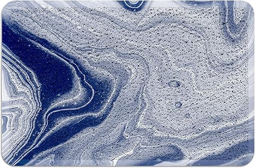 Miniatura 3 de Tapete de bienvenida con textura de mármol azul marino, antideslizante, tapete de piso para interiores y exteriores, tapete de patio, pintura al
