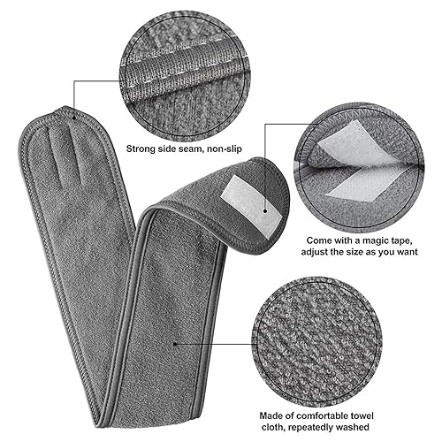 Miniatura 6 de EOQPDECD 3 diademas de spa para mujer, diadema para lavar la cara, ultra suave, ajustable, banda para el cabello con cinta mágica para mujeres,