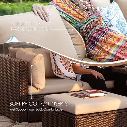 Miniatura 3 de NICESOUL Muebles modulares de mimbre para exteriores, muebles de patio, sofá de ratán, seccionales, juego de conversación de mimbre, espacio libre