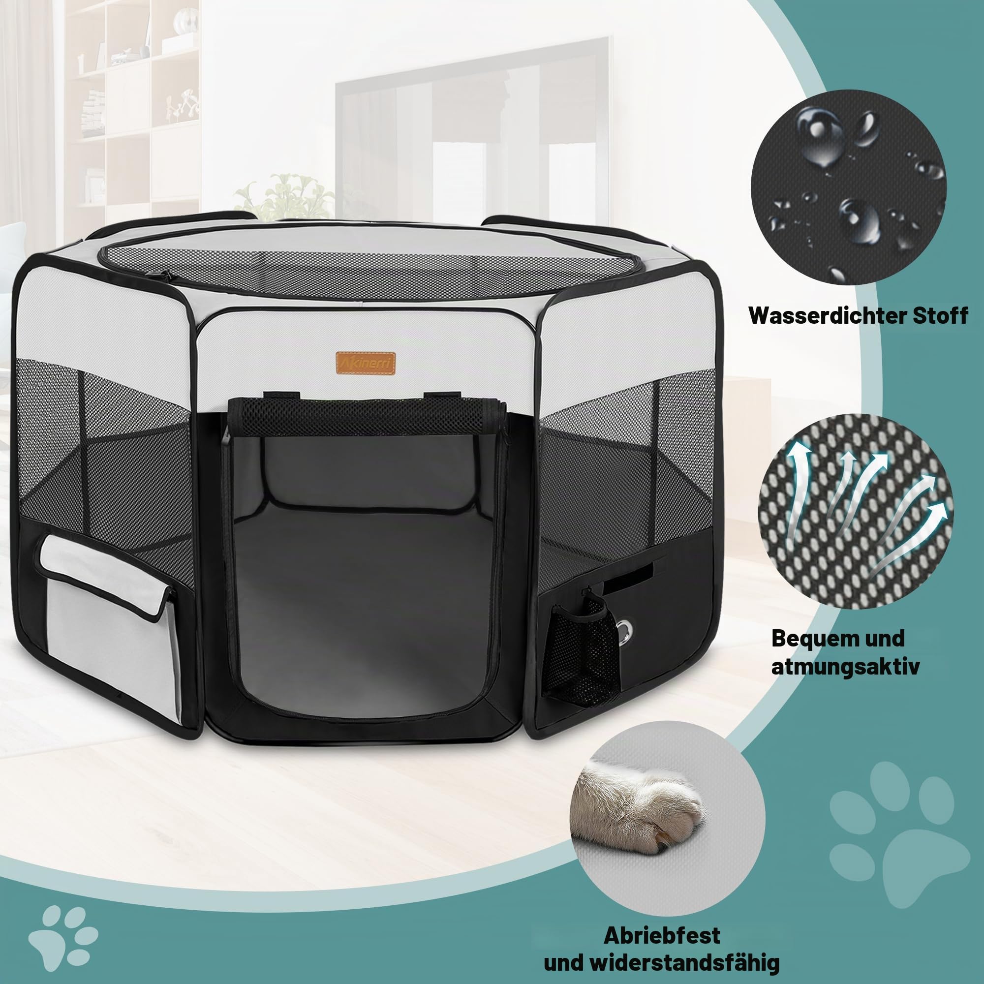 Hunde-Laufstall, Tragbarer Haustier-Laufstall für Katzen, Welpen, Kaninchen, Hühner, faltbares großes Fassungsvermögen, Haustierzelt für Indoor/Outdoor, Reisen, Camping
