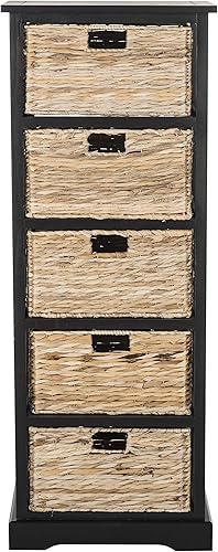 SAFAVIEH Home Collection Vedette - Torre de almacenamiento de mimbre con 5 cajones (totalmente montada)