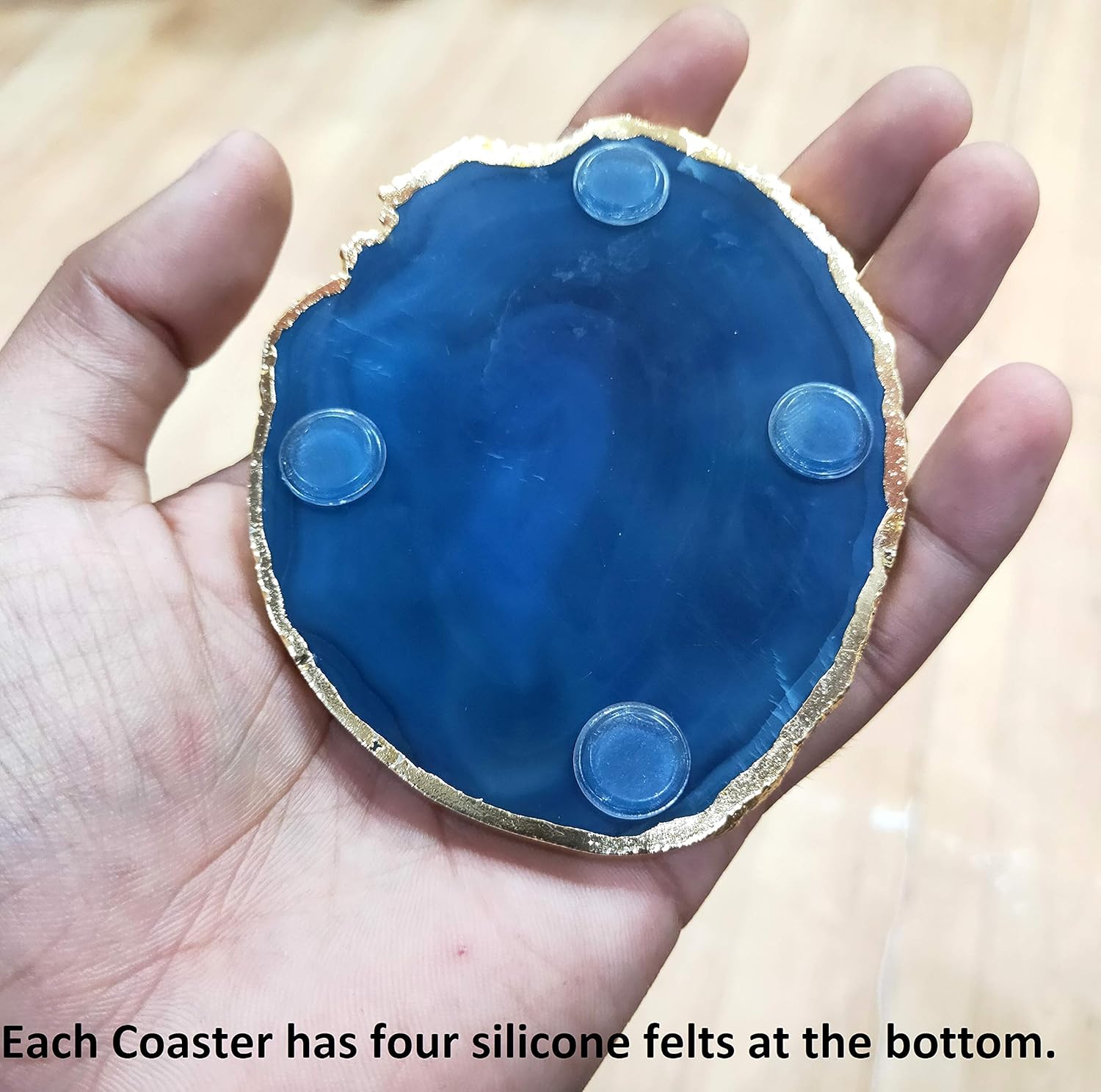 Wееklу Tор Sаlе eSplanade Natural Agate Coasters Bar Beer Coffee Tea Coaster - Set of 4 Coasters - Perfect Table Accessories Tableware (Blue)