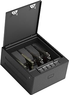 RPNB Gun Safe, Biometric Gun Safe for Handgun, 4 Pistols High Capacity Handgun Safe with Digital Keypad, Biometric Fingerprint - RPNB