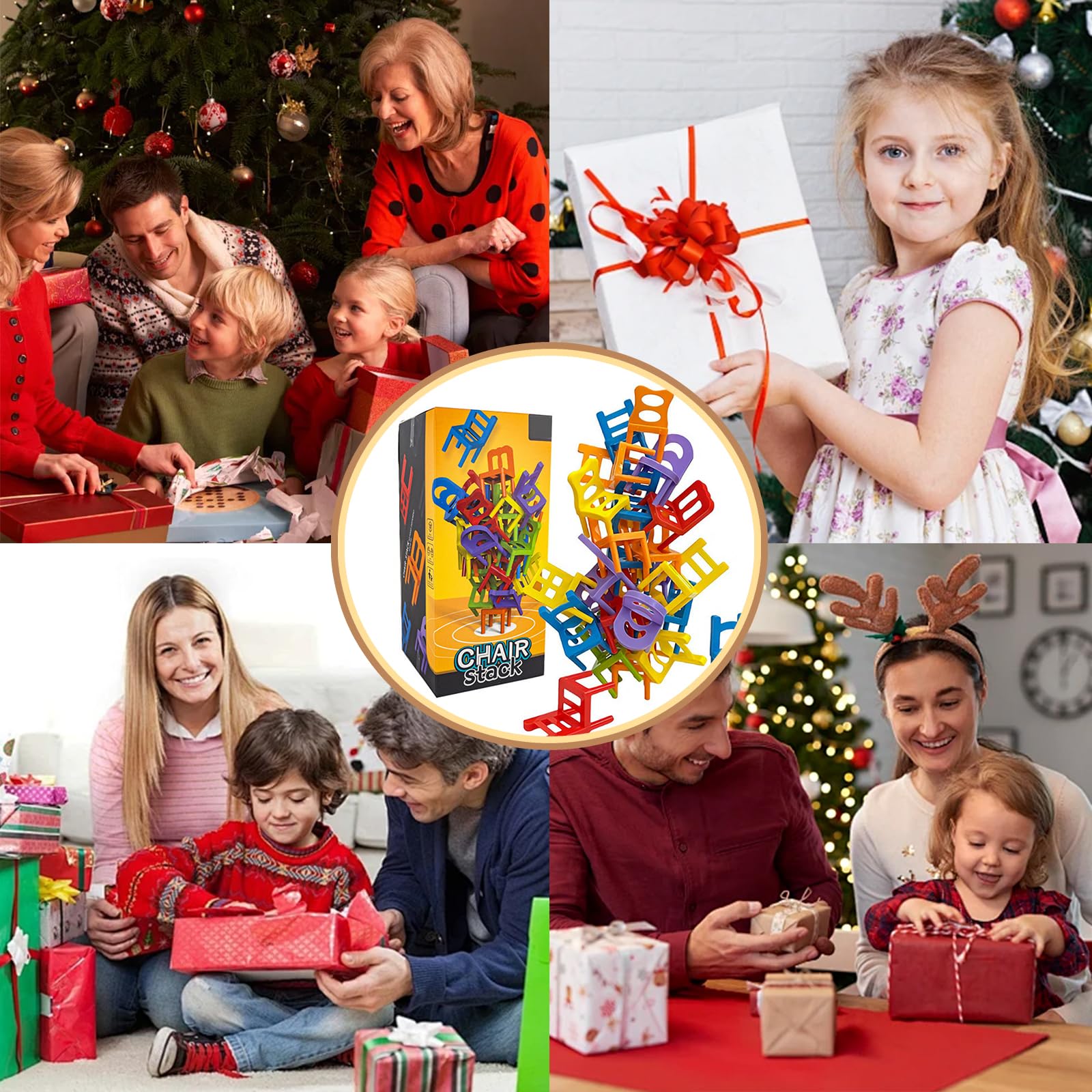 Mini Silla Apilable Juego de Equilibrio 42 Piezas – Divertido Desafío de Fiesta y Juguete Educativo Familiar para Niñas, Niños y Adultos
