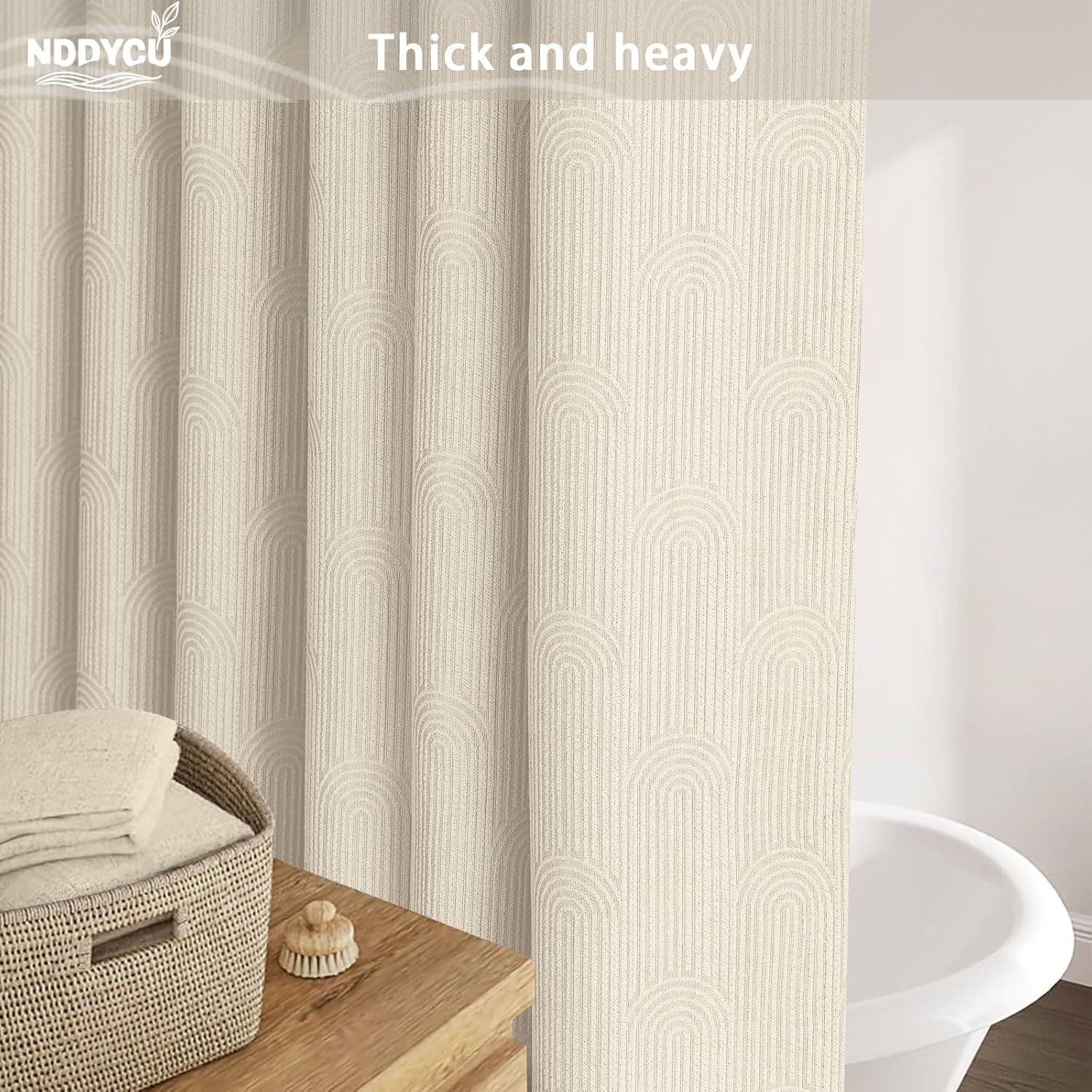 Boho Cotton Shower Curtain Morden Mid Centery Minimalist Shower Curtain,Beige,72 * 78