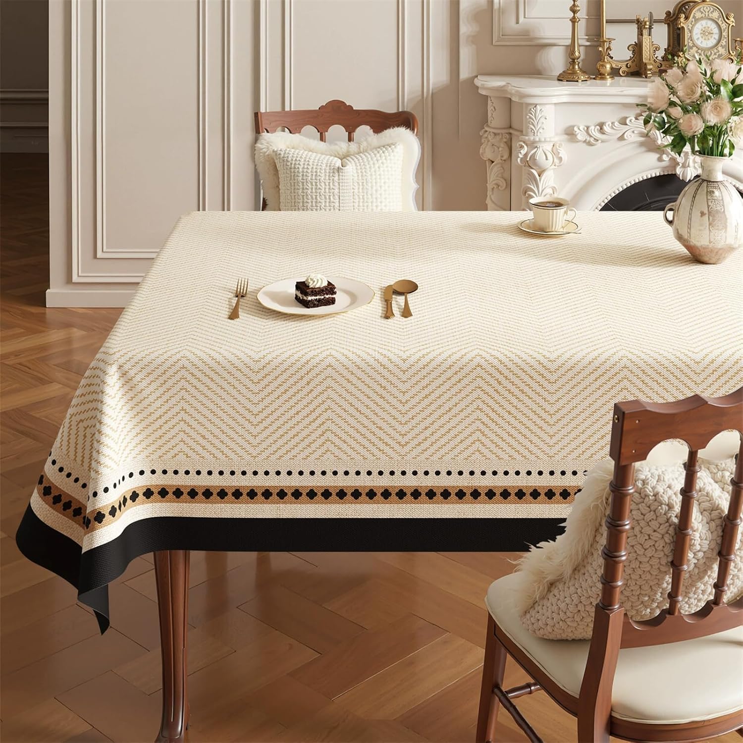 KIJyfgTR Printed Rectangular Tablecloths Are Ideal For Outdoor Garden Parties(Beige,140x220cm)