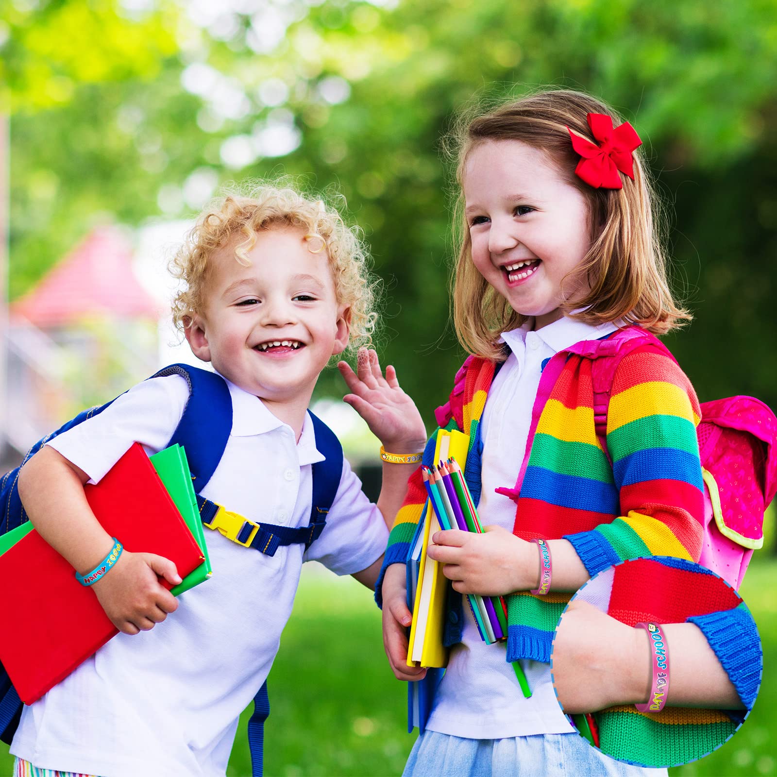 200 Pieces 100 Days of School Silicone Bracelets Colorful 100th Day of