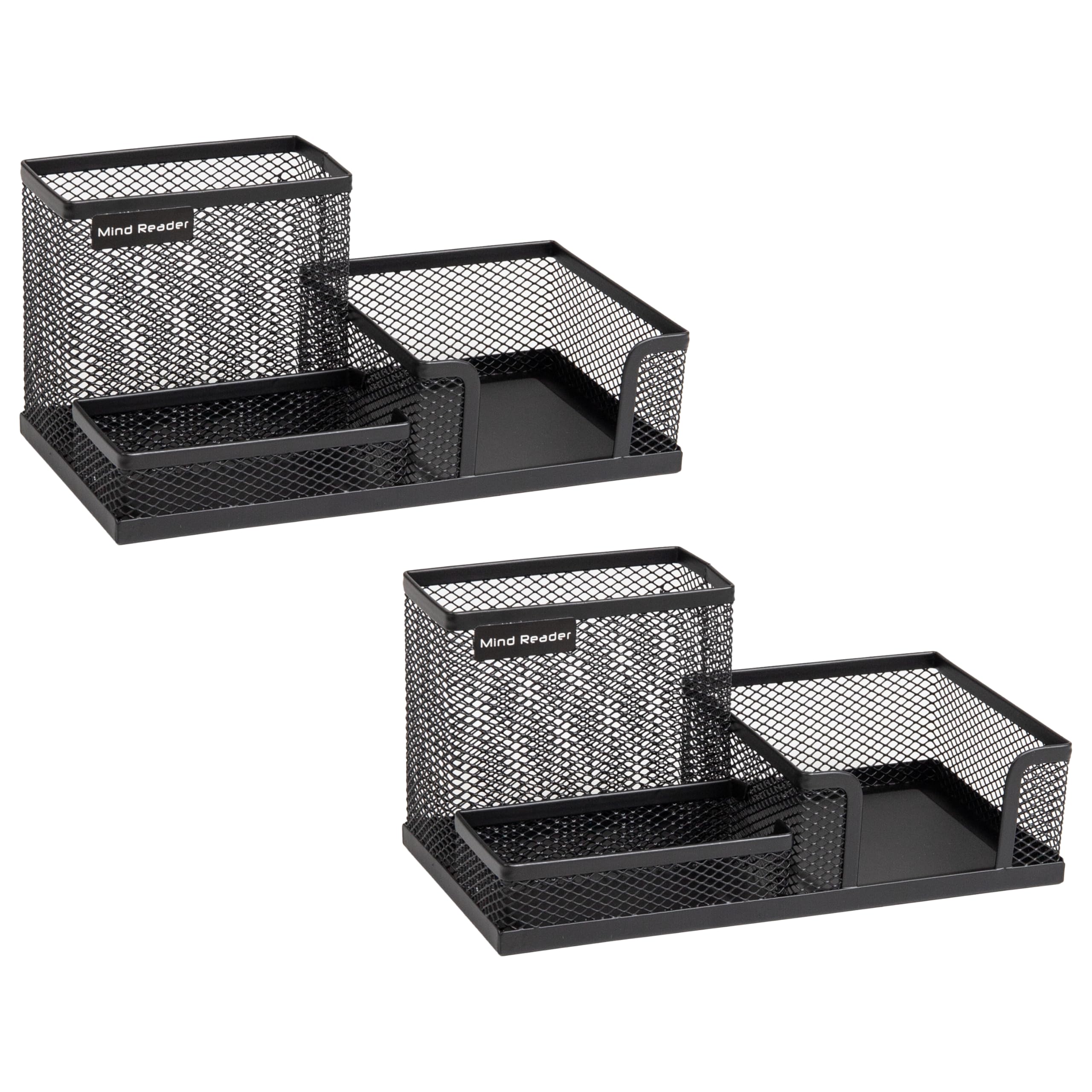 Mind Reader Organizer da scrivania, portapenne, cestino con clip, per ufficio, rete metallica, 20,5 cm di lunghezza x 10,5 cm di larghezza x 10 cm di altezza, nero