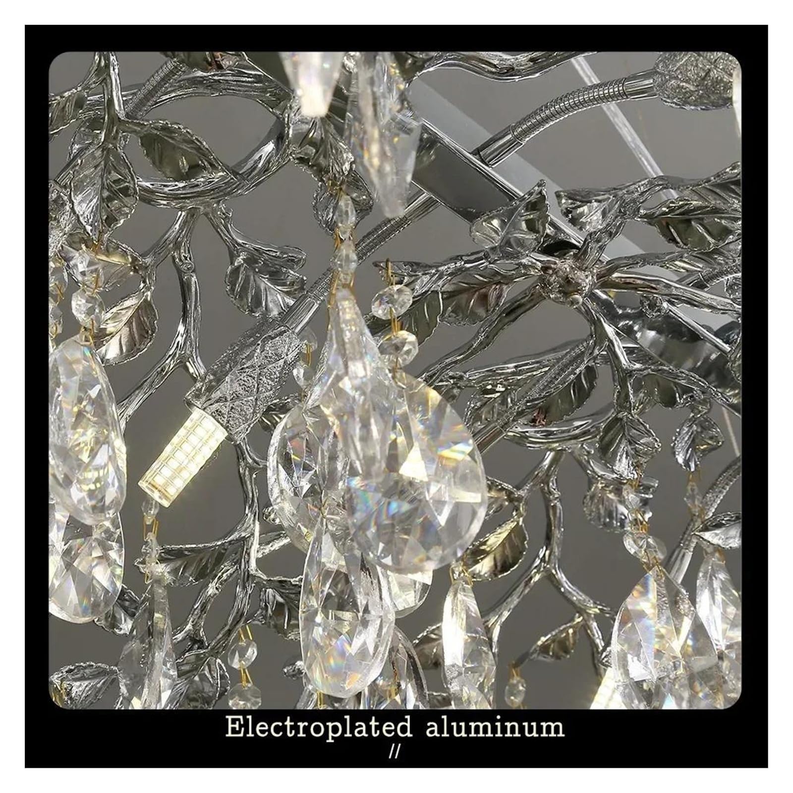 Genérico Lámparas de araña, Lámparas colgantes de techo modernas con LED cristal dorado cromado for sala estar, comedor, iluminación colgante, lámparas decoración del hogar(Chrome,L130xW54xH30cm)
