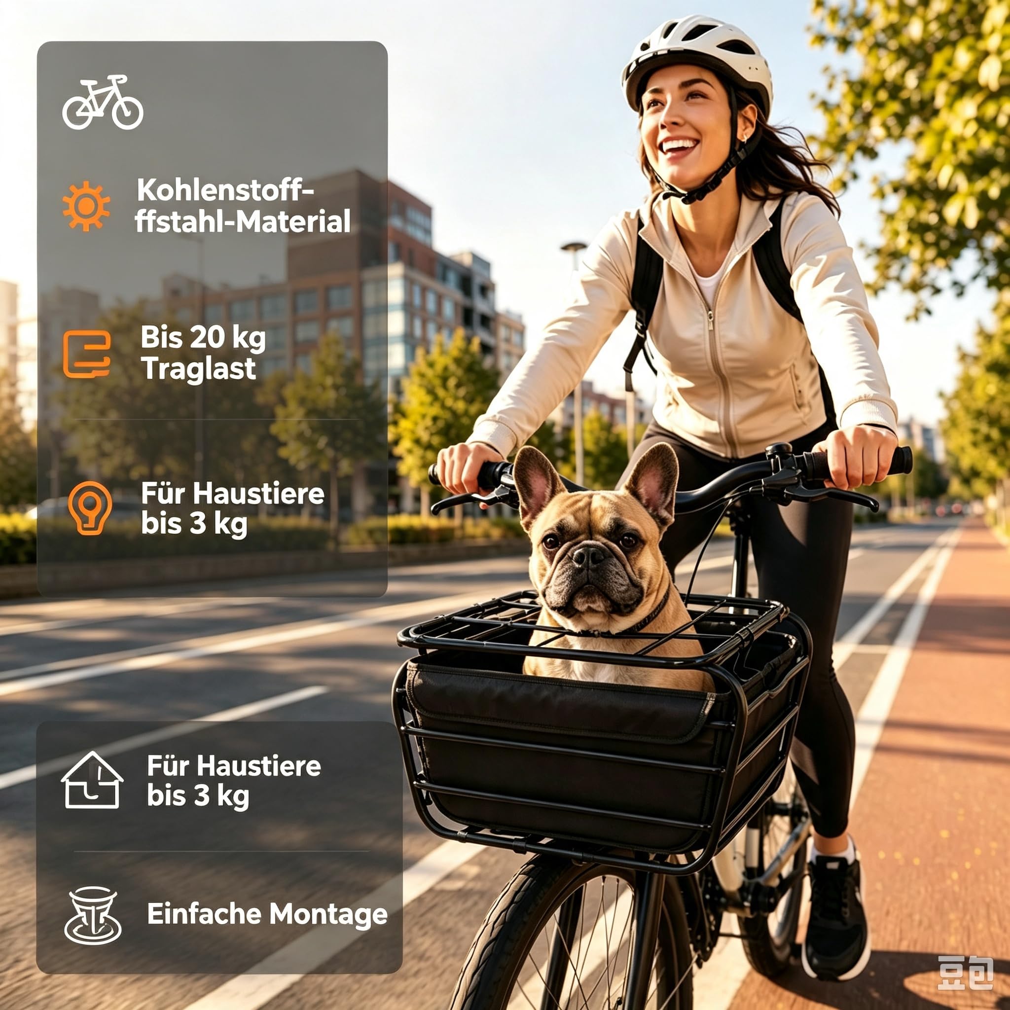 Fahrradkorb hinten aus Kohlenstoffstahl mit verschließbarem Deckel
