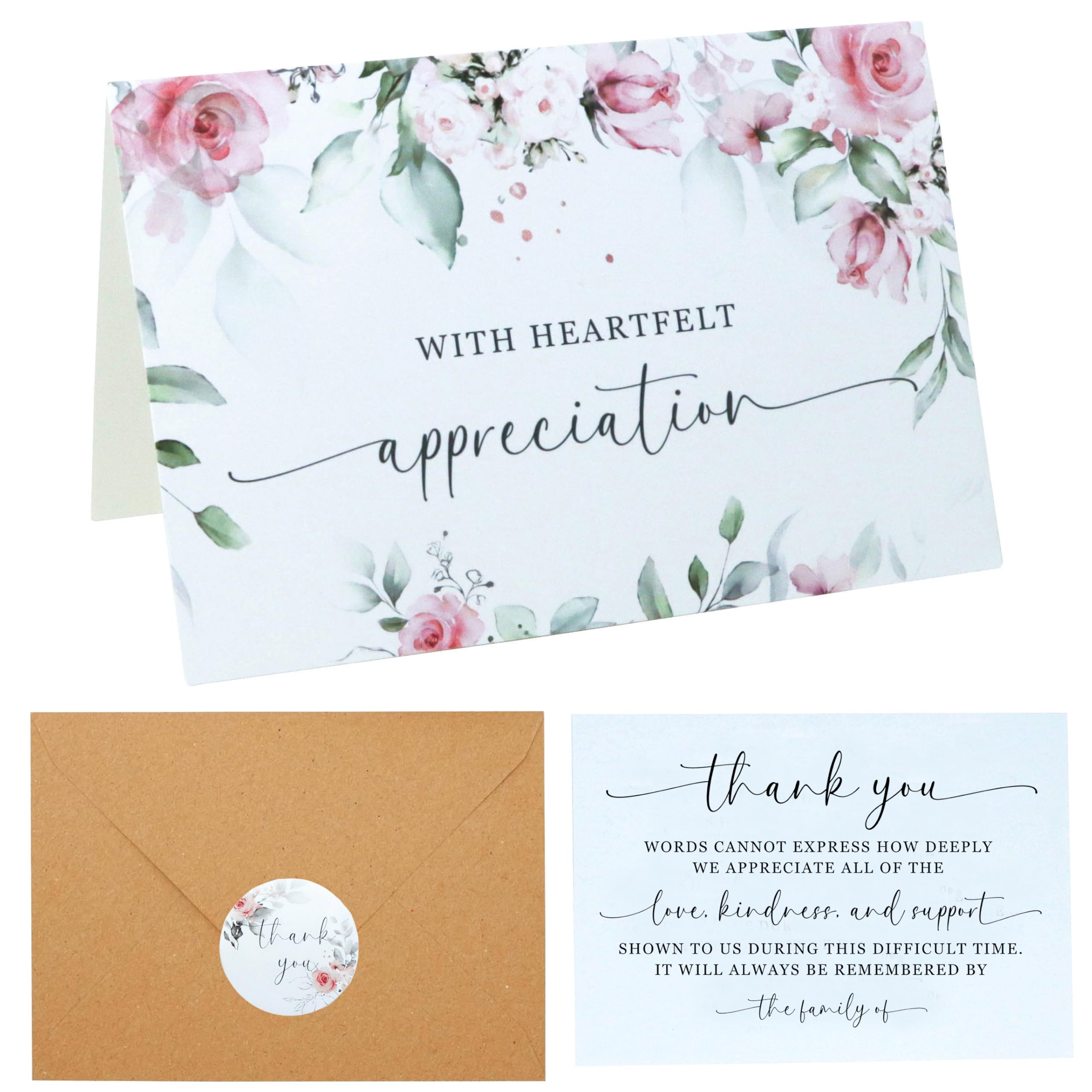 Slyitokbhr Funeral Thank You Cards with Envelopes Stickers Message Inside