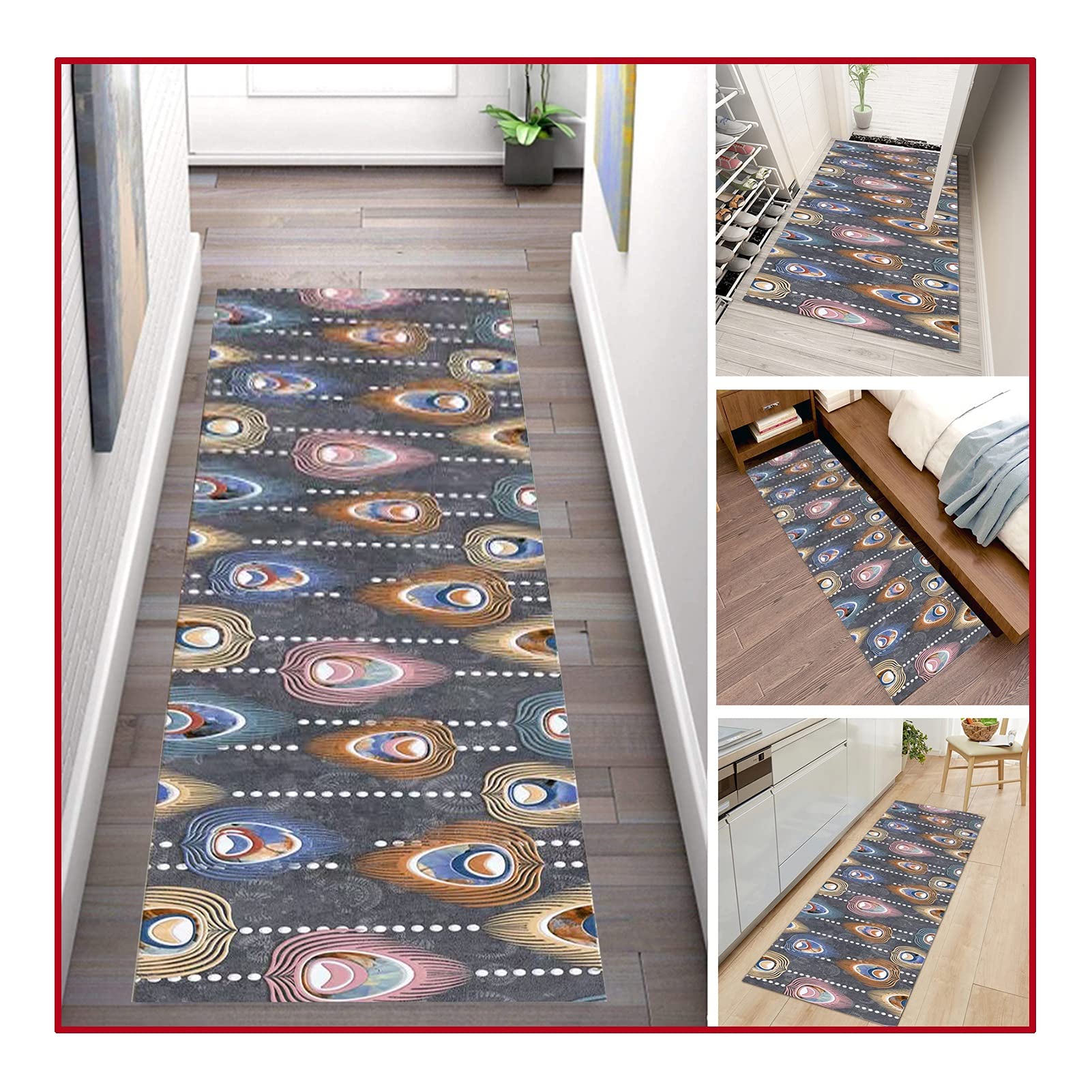 Tapis runner de couloir antidérapant Lopour 0.6x1m