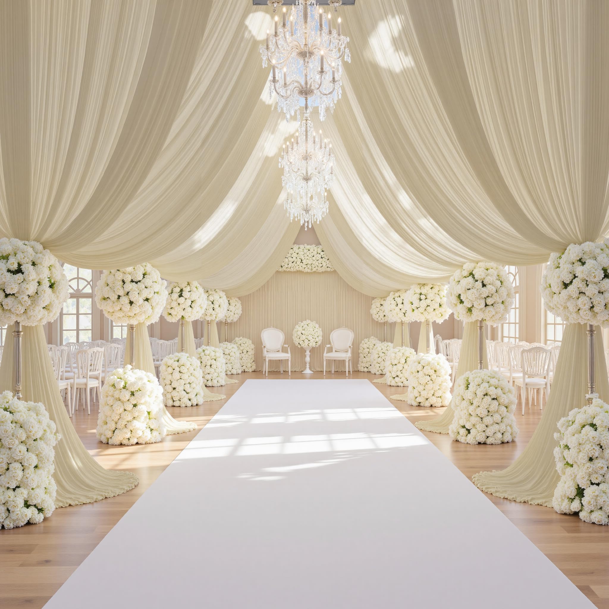 Sfondo fotografico in tessuto beige, 6 x 4,5 m, 4 pezzi, 1,5 x 4,5 m, fondale fotografico senza pieghe, per matrimoni, feste, eventi e decorazioni, tende decorative beige per pareti fotografiche