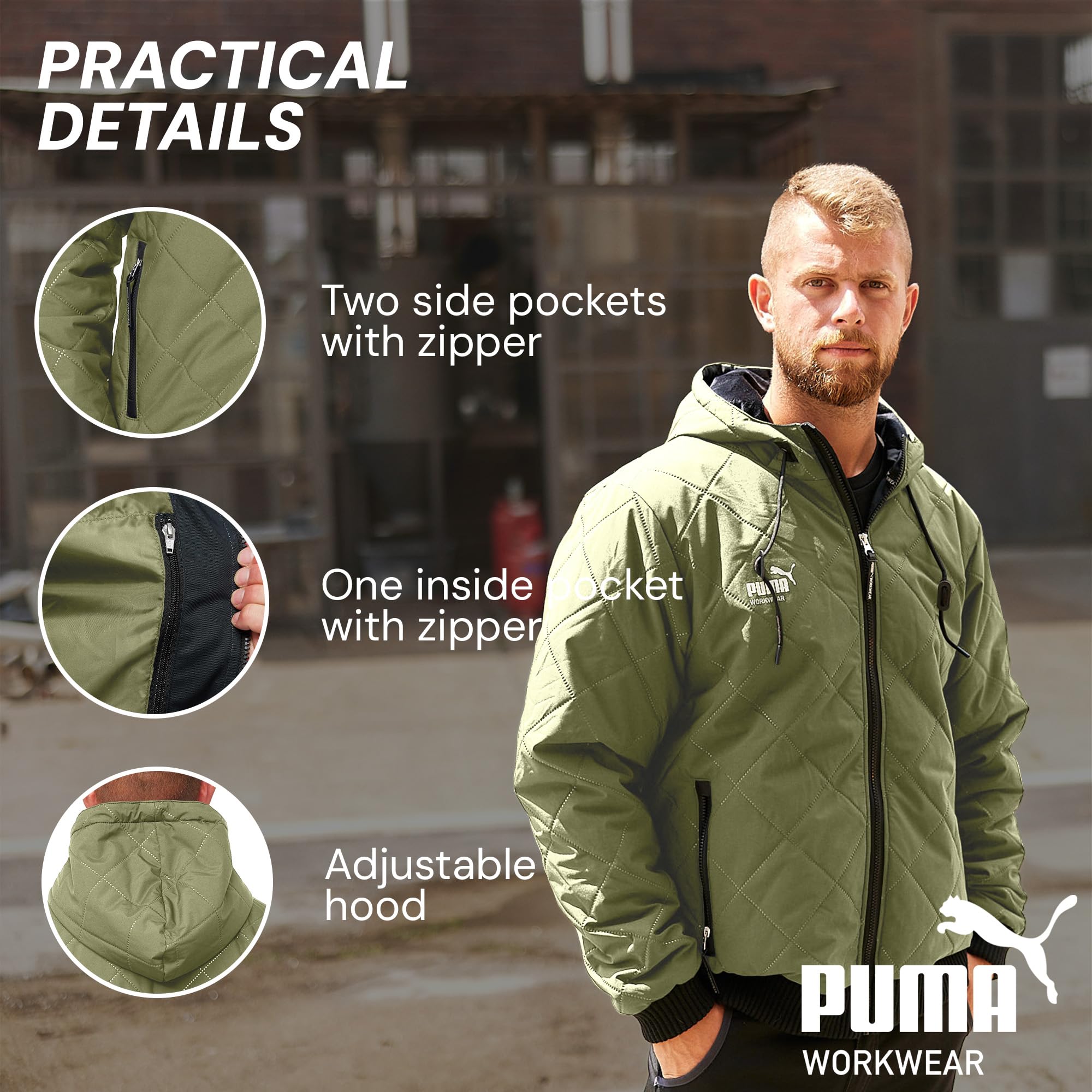 PUMA WORK WEAR Kurtka robocza z kapturem – kurtka zimowa – izolacja cieplna, oddychająca i odporna na działanie wody