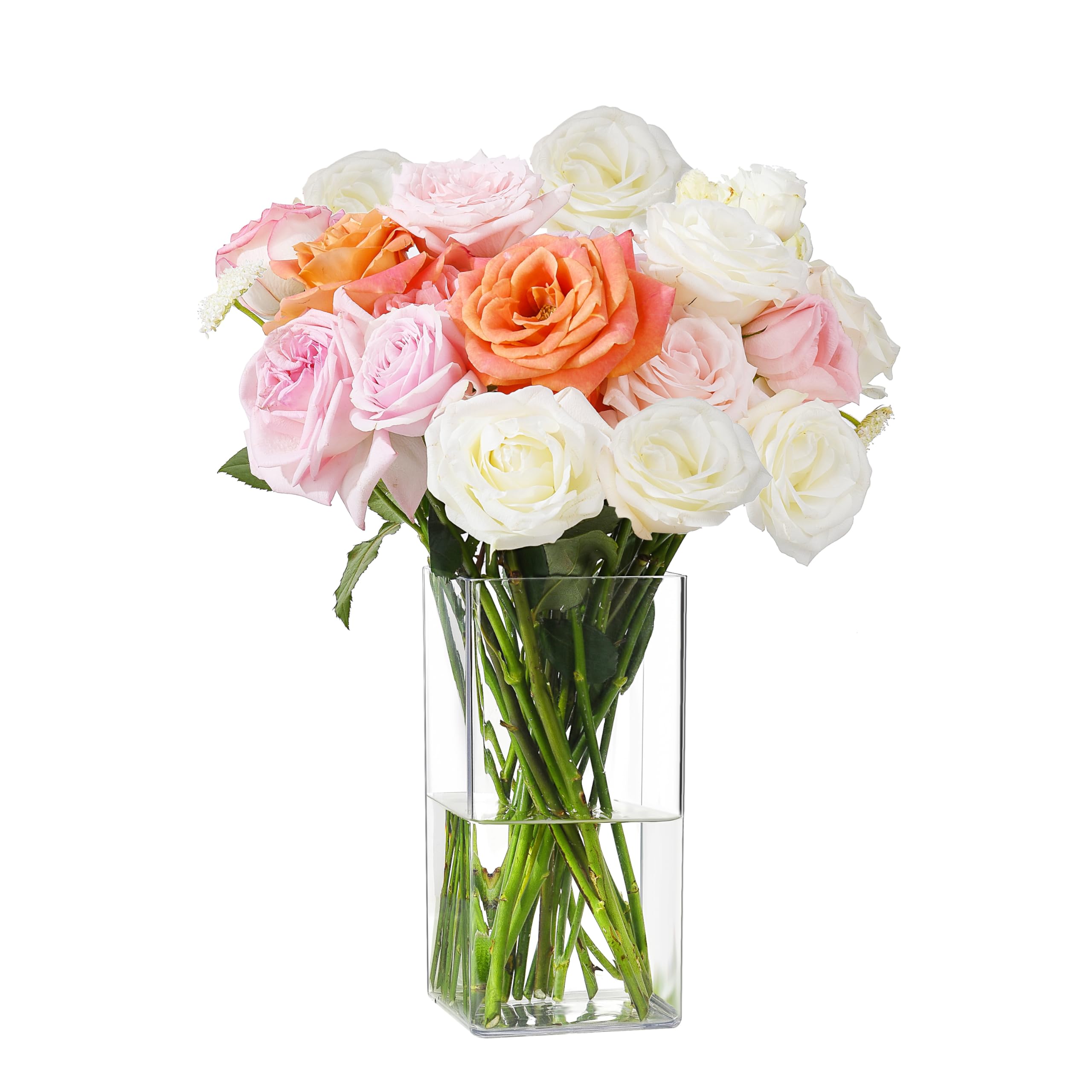 Koelaa Jarrón De Flores Transparente, Jarrones Cuadrado Acrílicos de Plástico Irrompibles, Florero Decorativo Moderno, Jarrones para Decoración del Hogar y del Salón, Mesa de Cena, Boda - 12x30cm