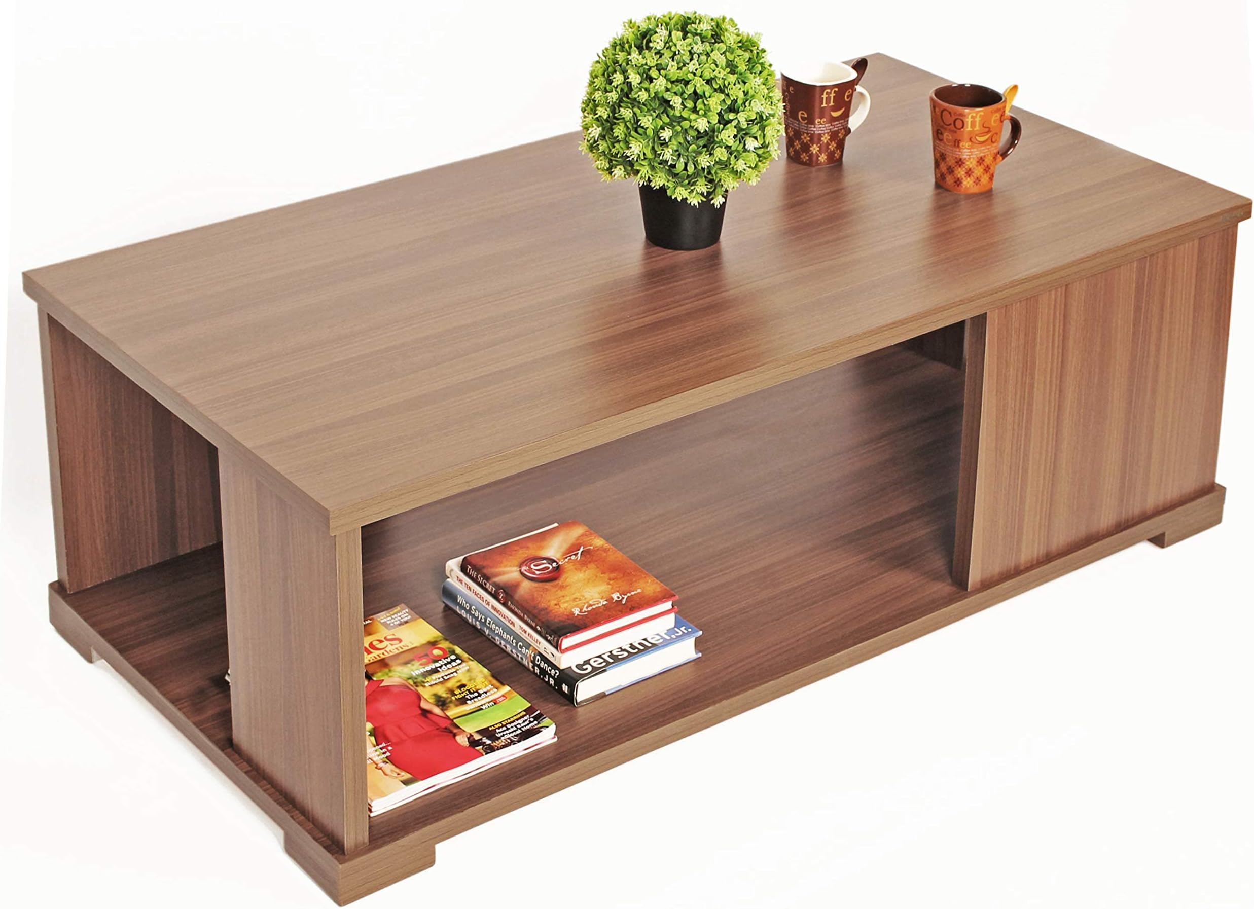 BLUEWUD Noel Engineered Wood Coffee Center Sofa Tea/Teapoy Console Table for Sofa Set Living Room Home Hall (Walnut)