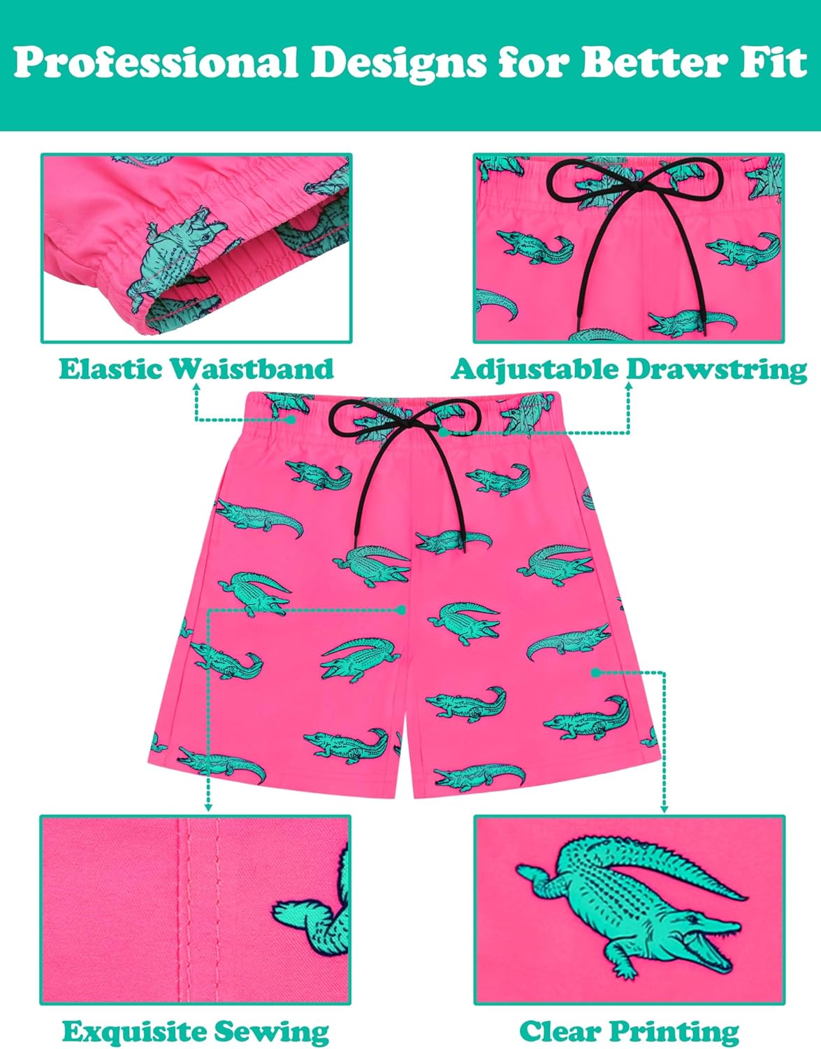 Sarfel Boys Swim Trunks with Compression Liner Kids Swimsuits Boys Bathing Suit Kids Board Shorts Teen Boy Quick Dry Shorts - Image 3