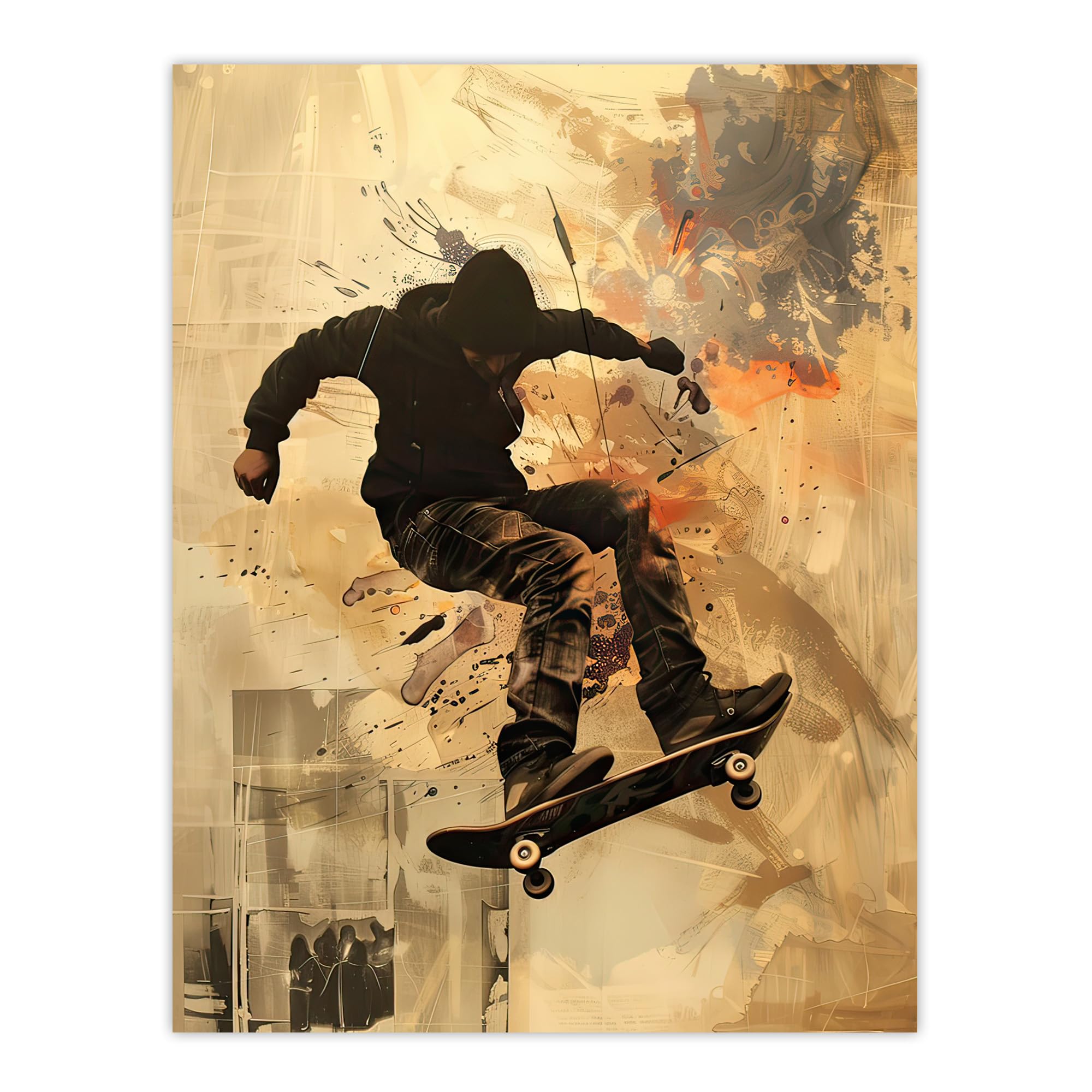 Artery8 Skateboarder Portrait Street Art Modern Living Room Large Wall Art Poster Print Thick Paper 18X24 Inch