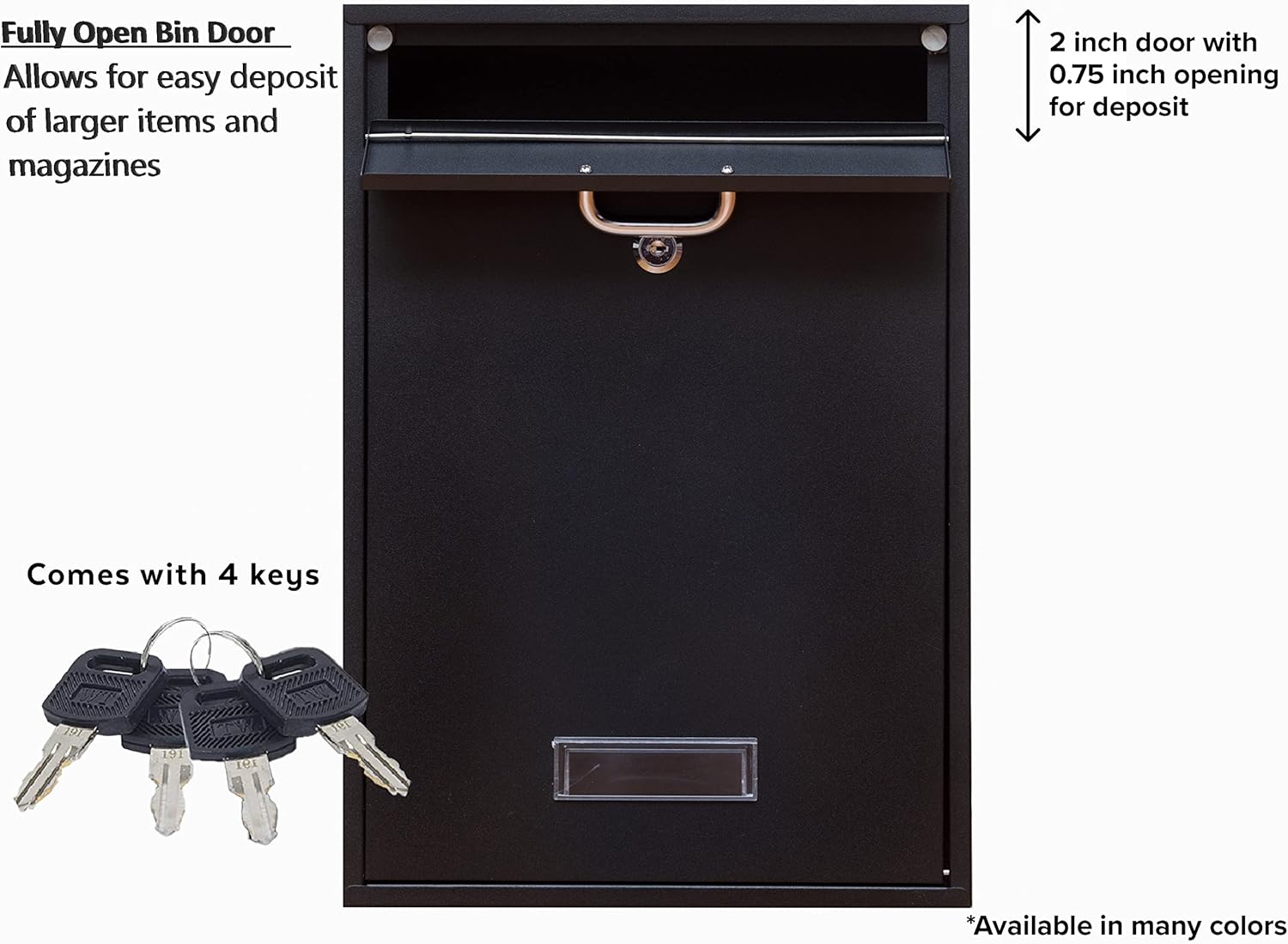 Wall Mounted Locking Vertical Dropbox Mailbox - Safe and Secure (Large) | Made with Galvanized Steel | Blue
