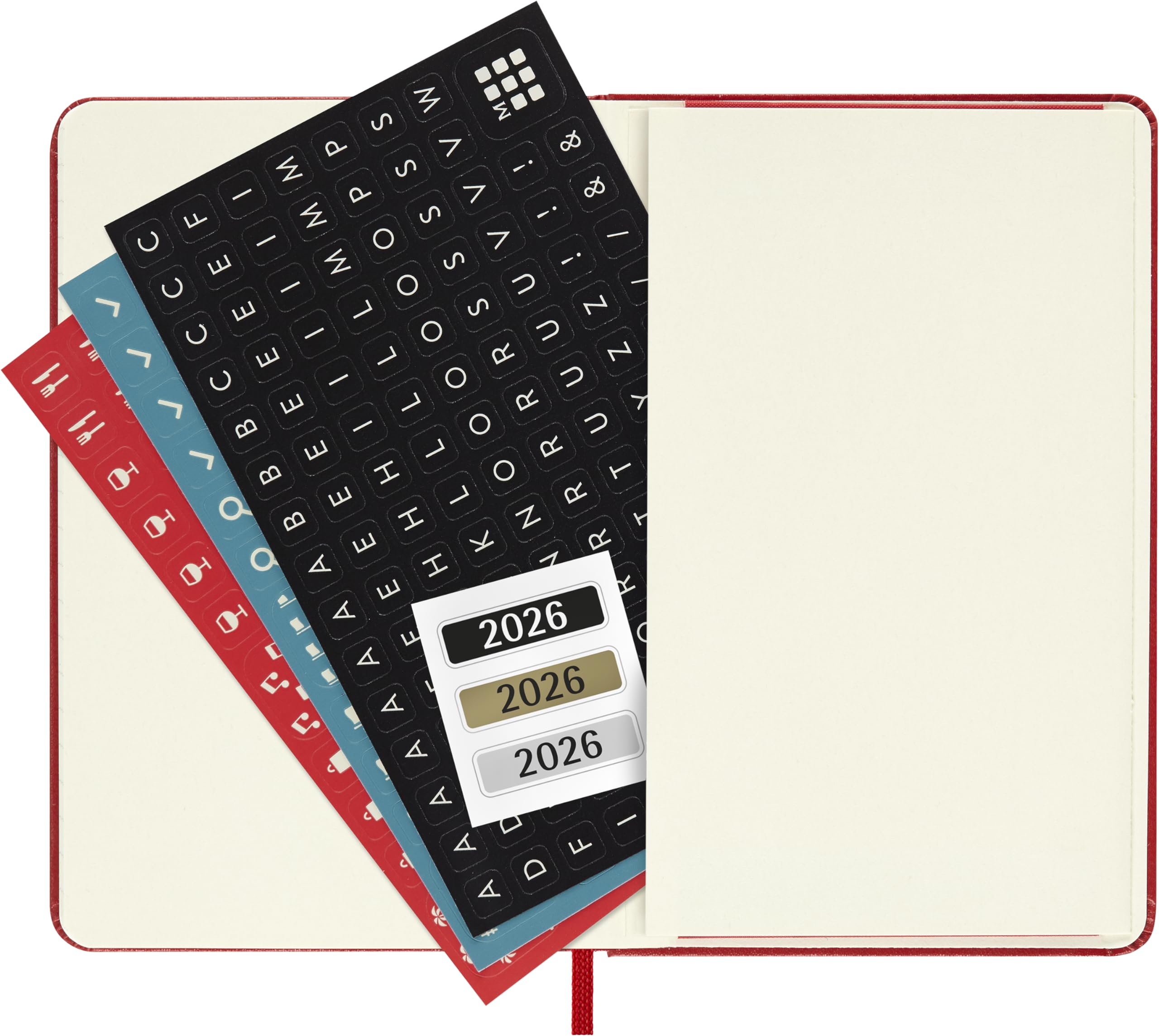 Moleskine 12 Monate Wochen Notizkalender 2026, Pocket/A6, 1 Wo = 1 Seite, rechts linierte Seite, Fester Einband, Scharlachrot