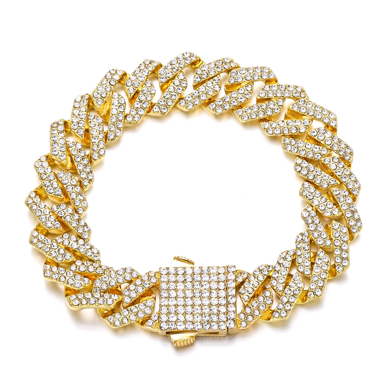 Saintda Cuban Link Bracelet For Men Women Silver/Gold/Rose Gold Bracelets Iced Out Miami Cuban Bracelet Hip Hop Jewelry Gift