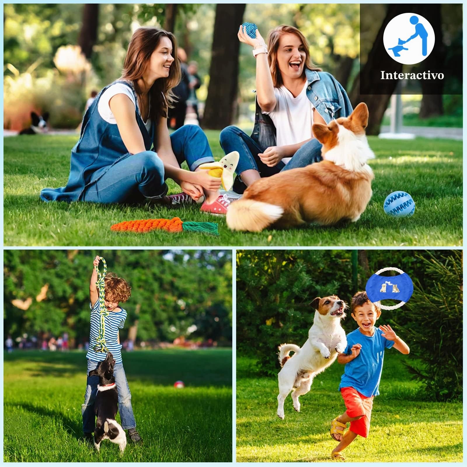 Juguetes para Perros, 19 Piezas, Cuerda de Perro de Juguete,Cuerda de Bola de algodón Natural para Masticar los Dientes de Cachorro,medianos y pequeños Juguetes interactivos