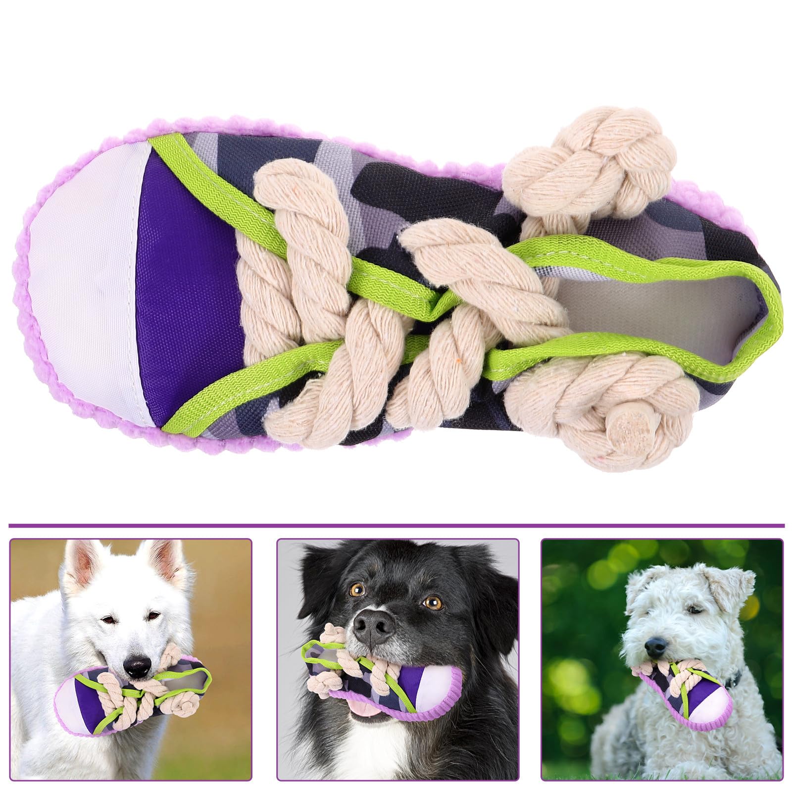 jojofuny Juguete para Perros y Cachorros Cuerda de Algodón Resistente y Forma de Zapatilla Chirriante para Morder y Limpiar Dientes en Perros Pequeños y Medianos