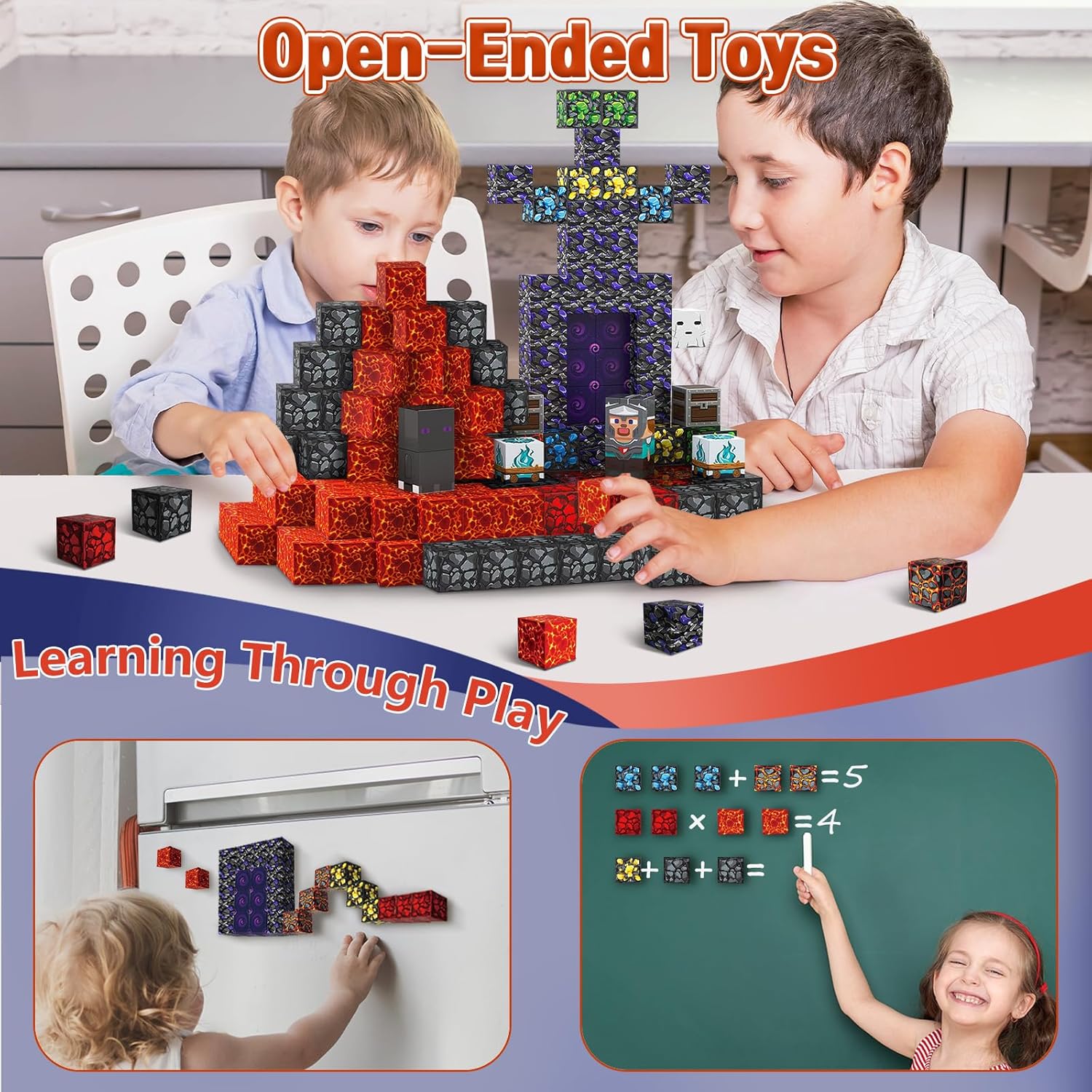 70PCS Magnetic Building Blocks Travel Toys for Kids Ages 4-8, Lava Portal Mini Magnetic Blocks with Iron Storage Box, Portable Magnet Cubes STEM Learning Set for Toddler Boys Girls Ages 3+