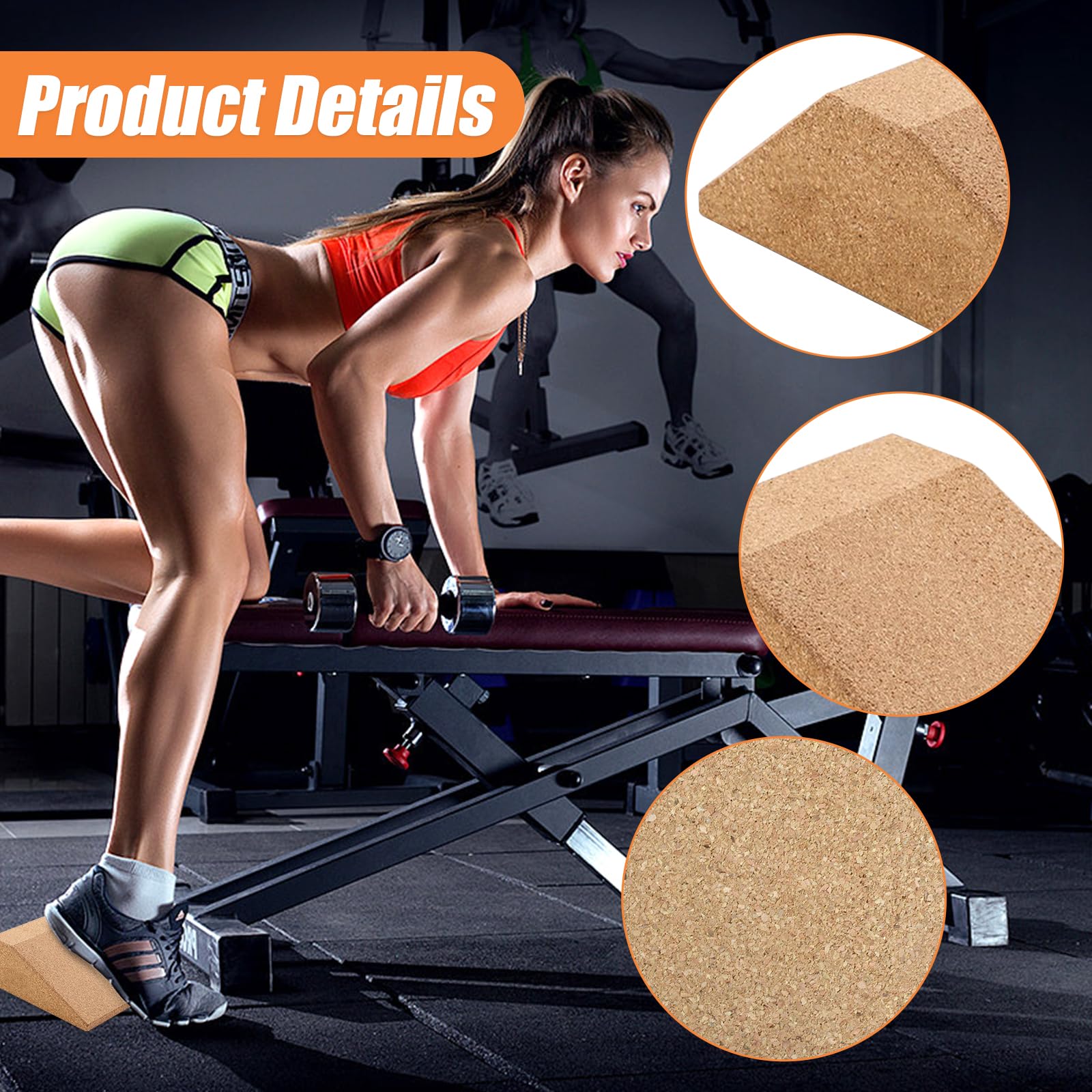 2 Pack Cork Squat Wedge Block Heel Elevated Slant Board - Non-Slip Squat Wedges For Weightlifting & Yoga - View #4