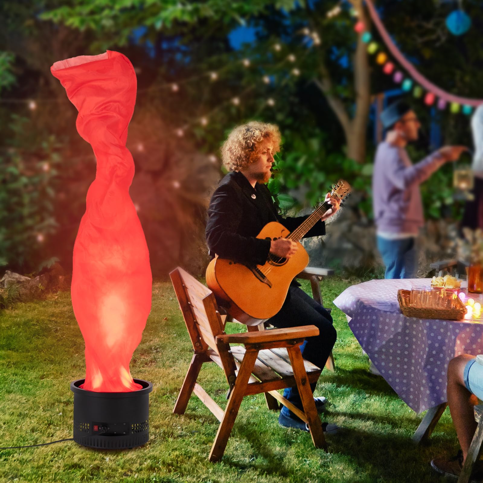 Fake Fire Flame Light, LED Artificial Fake Fire Lamp Simulated Flame Effect for Halloween Bonfire Party Christmas Party Indoor Outdoor Decoration, 10 * 3W LED Beads(5.91FT)