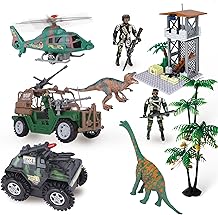 Coffret de jeu d'aventure،figurines d'action de soldat militaire،jouets d'arm&eacute;e pour hommes avec v&eacute;hicules،h&eacute;licopt&egrave;re،camion, jouet de dinosaures،blocs de construction de tours de guet،jouet de combat militaire،cadeau d'anniversaire de No&euml;l pour enfants et gar&ccedil;ons