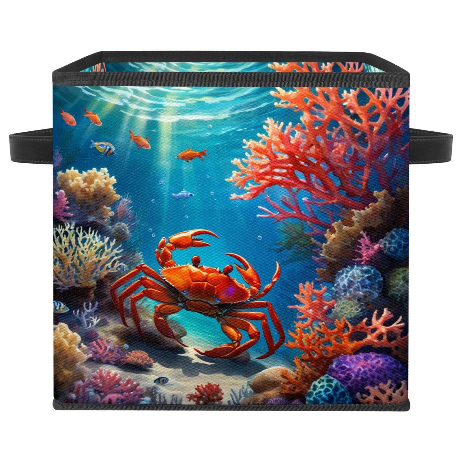 Boîte de rangement pliable crabe mignon pour une maison joyeuse et ordonnée