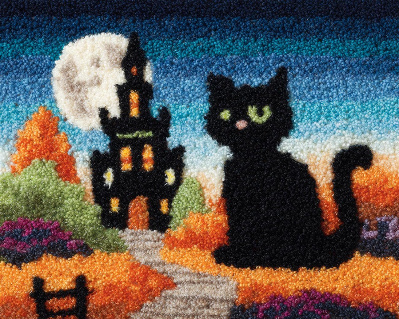 AMBATTERY Latch Hook Tapestry Kit Cartoon Black Cat 90x120cm