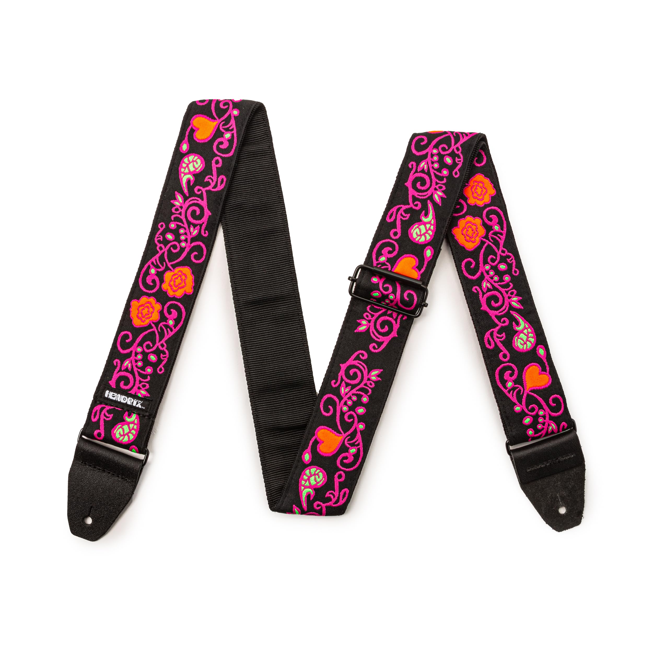 Dunlop Jimi Hendrix Blacklight Monterey Pink Jacquard UV Light Guitar and Bass Strap (JH22), / - Image 3