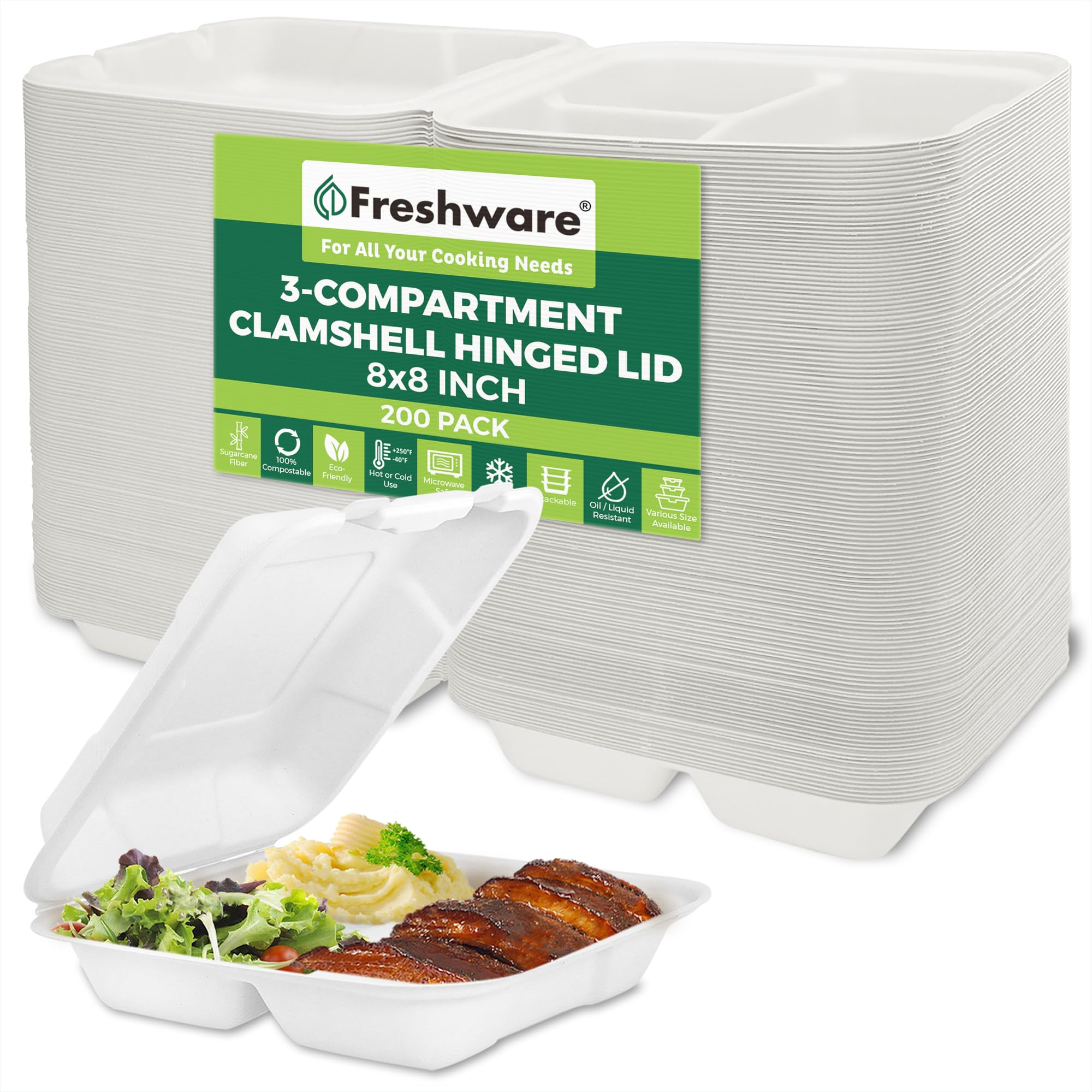 100% Biodegradable Takeaway 8 Inch 3 Compartment Clamshell Box Organic Food Container - 100% Eco-Friendly Bagasse Box and Biodegradable Bagasse Takeaway Containers price 100% Biodegradable Takeaway 8 Inch 3 Compartment Clamshell Box Organic Food Container - 100% Eco-Friendly Bagasse Box and Biodegradable Bagasse Takeaway Containers price