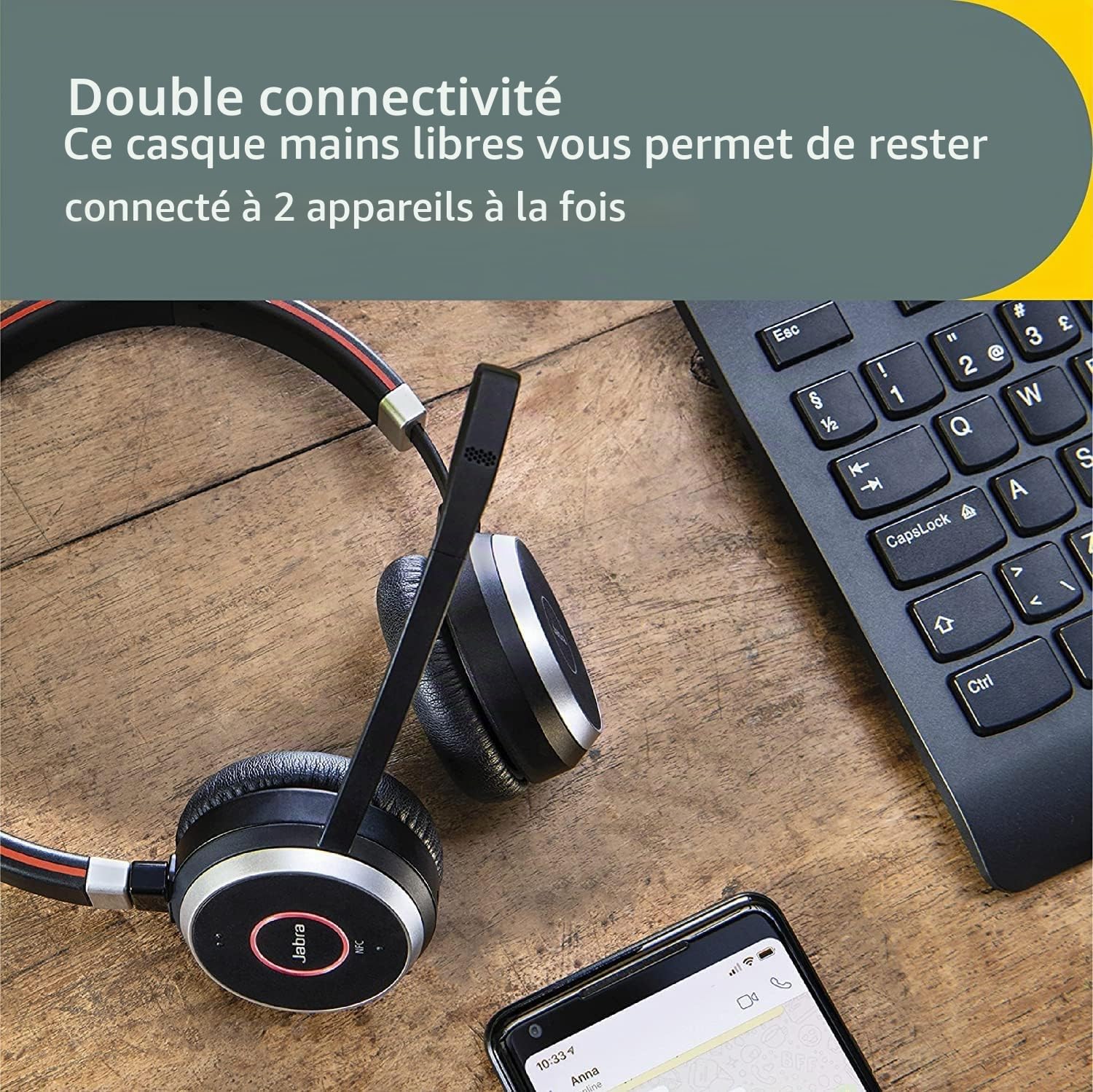 Jabra Evolve 65 SE Casque stéréo sans fil Bluetooth avec microphone antibruit longue durée de vie de la batterie Double connectivité Certifié MS Teams Compatible avec d'autres plateformes Noir