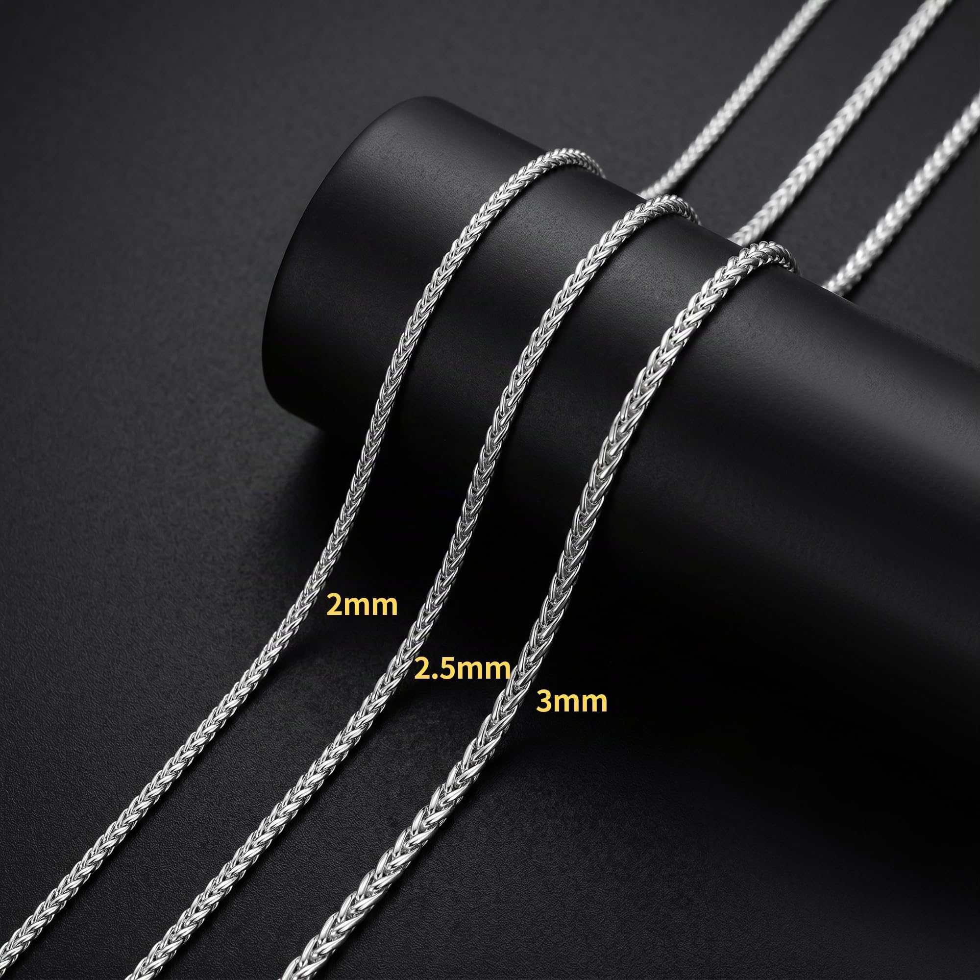 SLOONG Halskette Herren Silber 2mm Weizen/Venetian Halskette Kette Herren