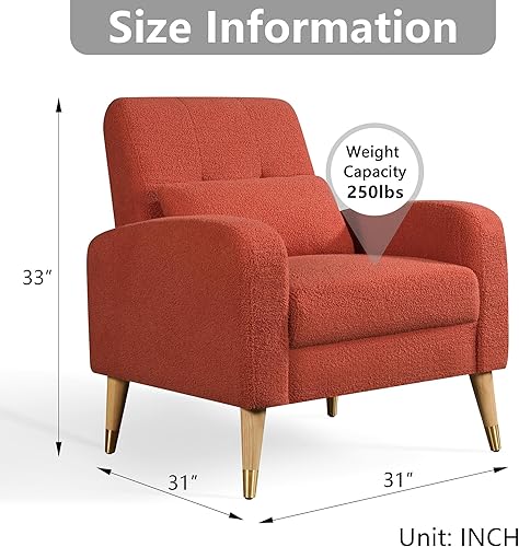 Miniatura 9 de Dolonm Silla decorativa moderna de mediados de siglo, sillón tapizado, silla de sala de estar, cómoda silla individual con patas resistentes, silla