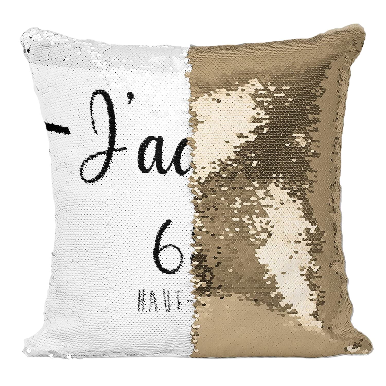 Coussin avec housse sequin doré J'adore 68 pour salon terne