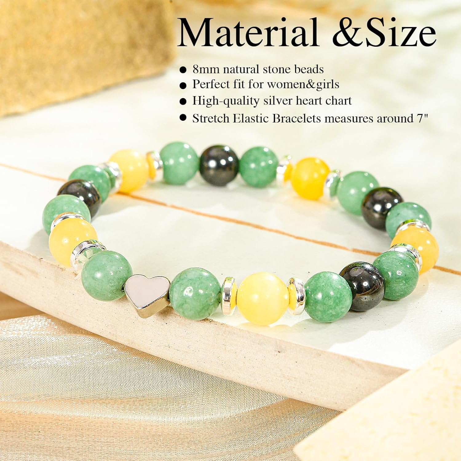 VICKHU Beaded Bracelets for Women Encouragement Healing Natural Gemstone Butterfly Heart Bracelets Gifts for Women Mom Daughter Wife Sister Coworker Friend teacher on Christmas Thanksgiving - Image 2