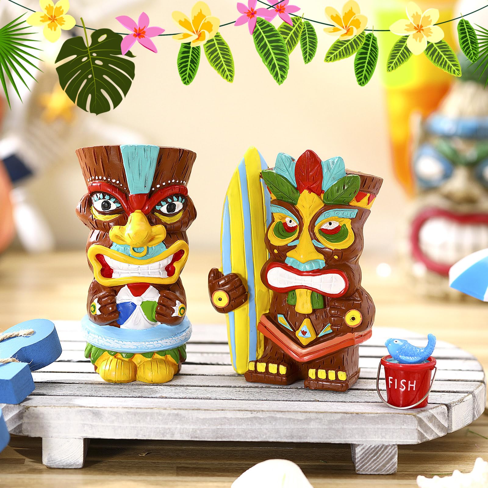 Amazon.com: Wesiti 2 Pcs Hawaiian Tiki Resin Decorations Hawaii