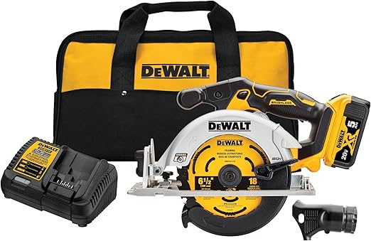DEWALT 20V MAX* Circular Saw, 6-1/2-Inch, Cordless, Battery and Charger Included (DCS565P1)