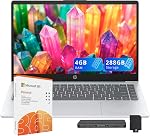 HP Stream 14" HD Laptops for Student & Business, Intel Processor N150, 4GB RAM, 288GB Storage (128GB UFS+160GB Docking Station Set), Copilot AI, 1-Year Office 365, Intel Graphics, Win 11, Green