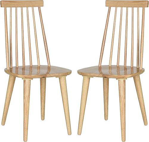 Safavieh American Homes Collection Burris Country Farmhouse - Silla auxiliar de husillo natural, madera (juego de 2)