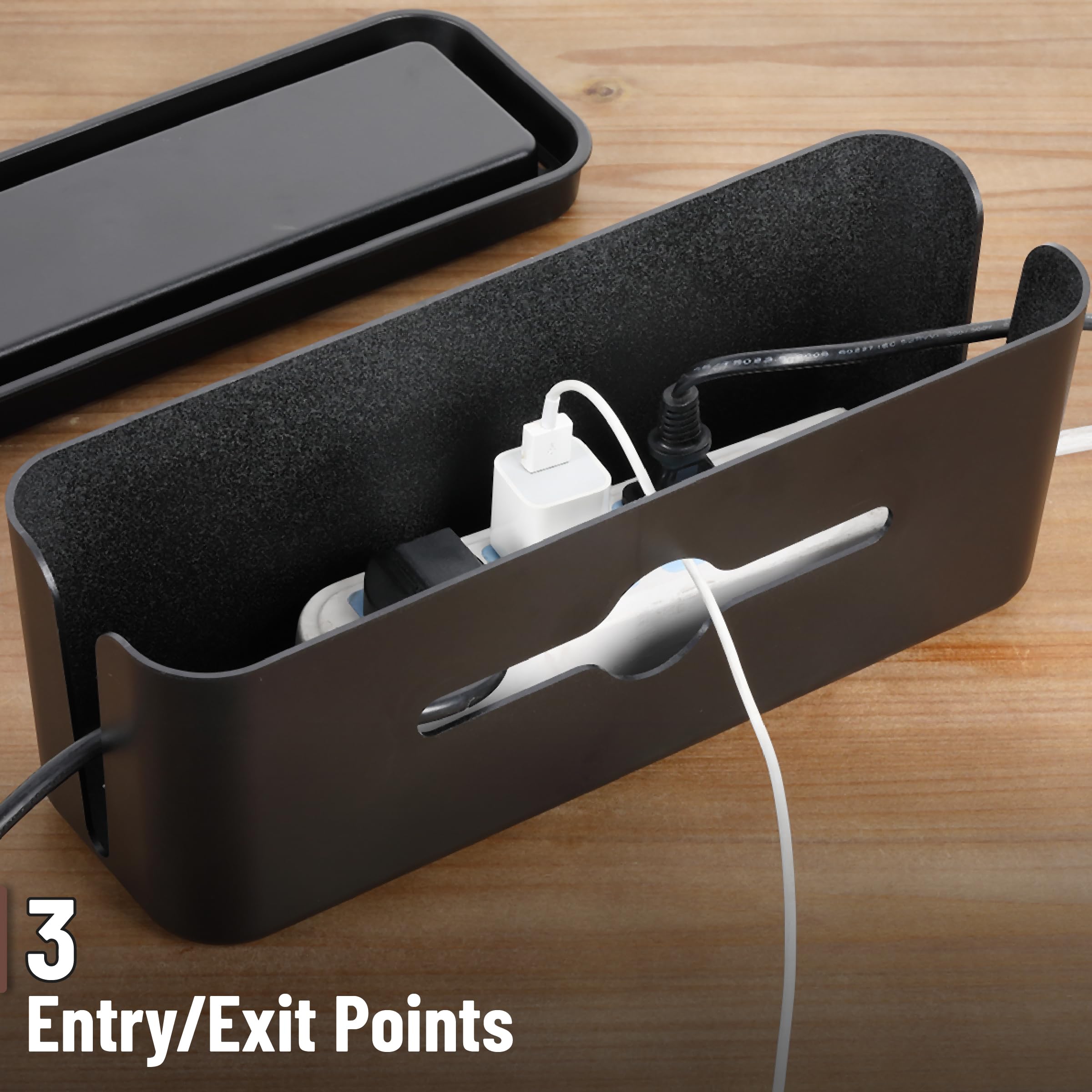 Cable Management Box, Cable Organizer For Hide And Conceal Power Strips And Electrical Cords - View #10