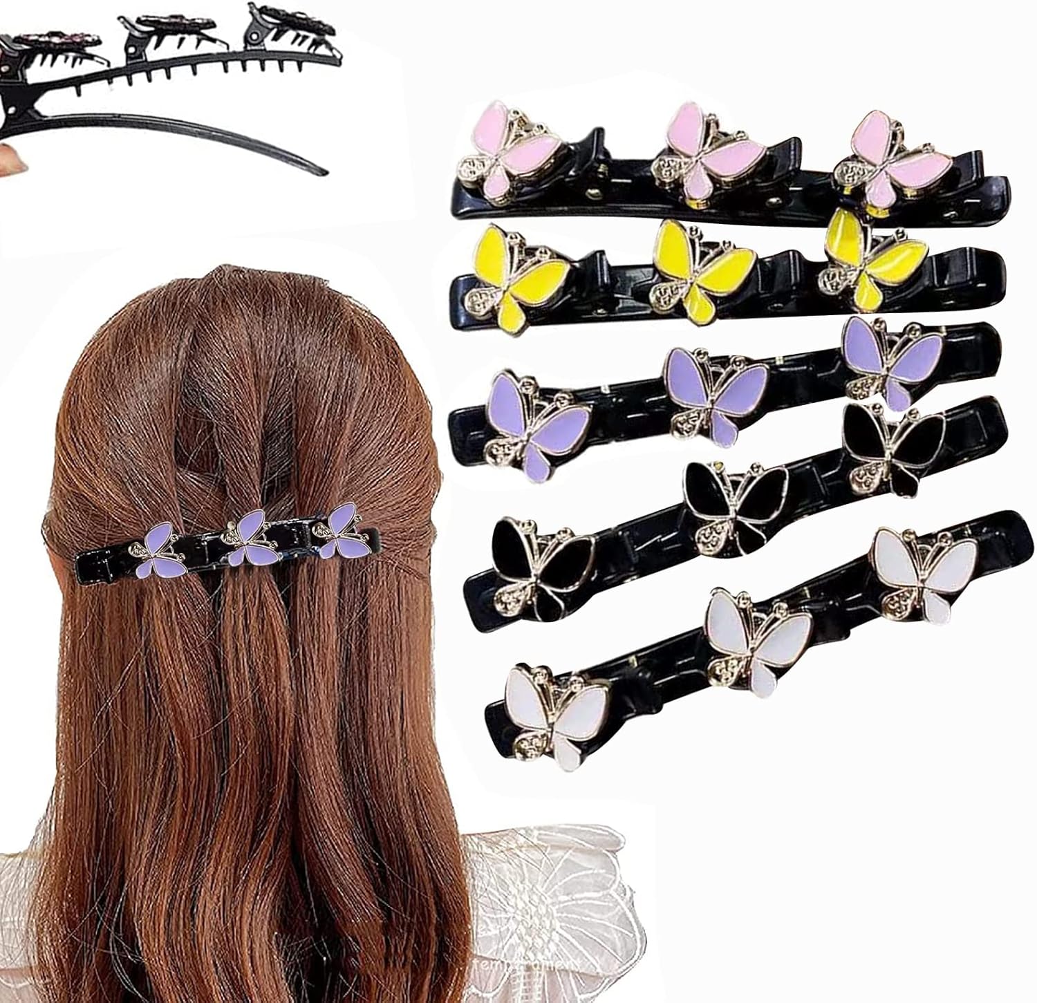 Sharksfin 5 PCS Braided Hair Clips, Sparkling Crystal Stone Braided
